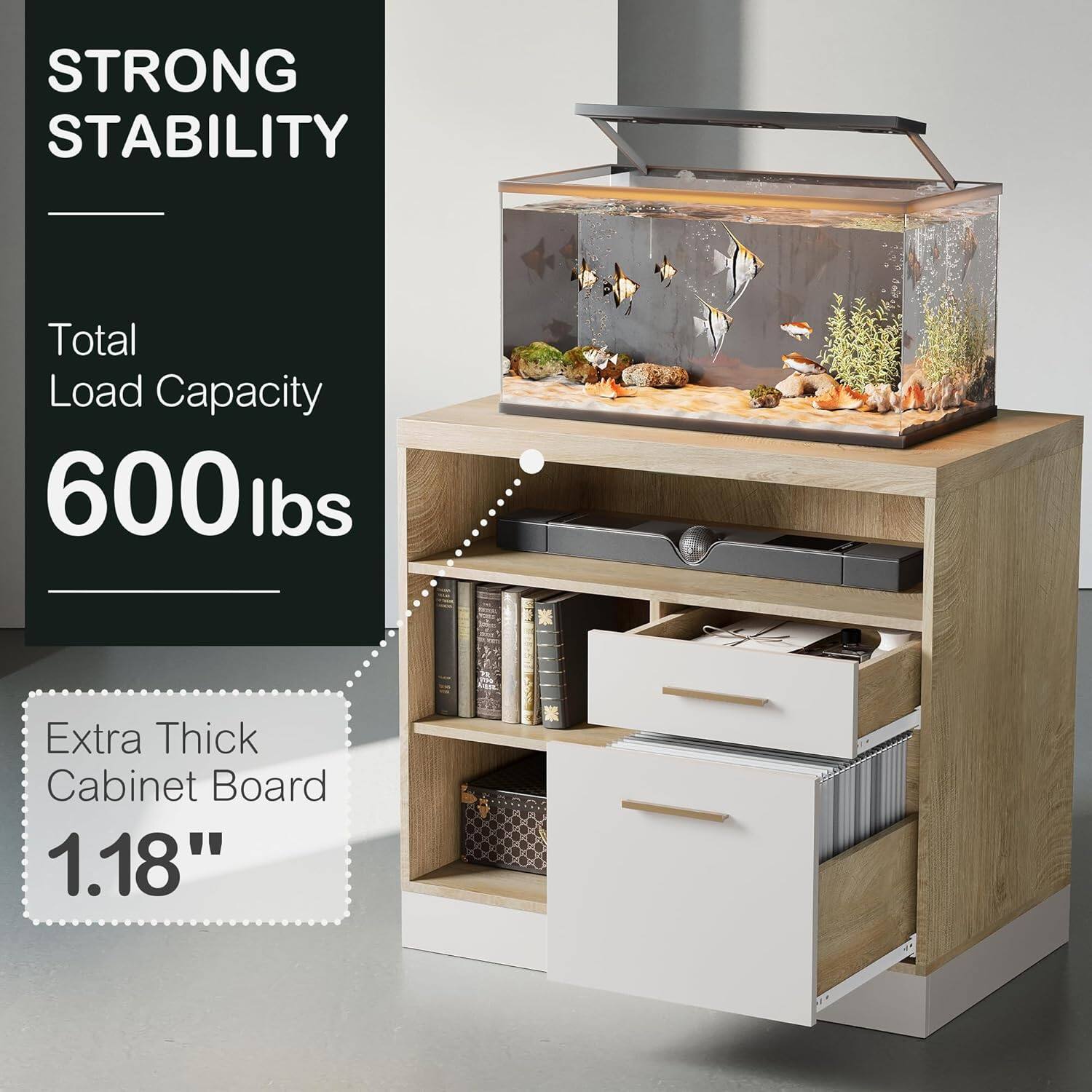 STRONG STABILITY

Total Load Capacity  
600 lbs

Extra Thick Cabinet Board  
1.18"