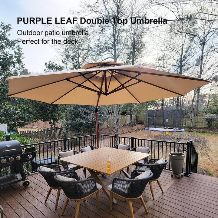 PURPLE LEAF Double Top Umbrella  
Outdoor patio umbrella  
Perfect for the deck