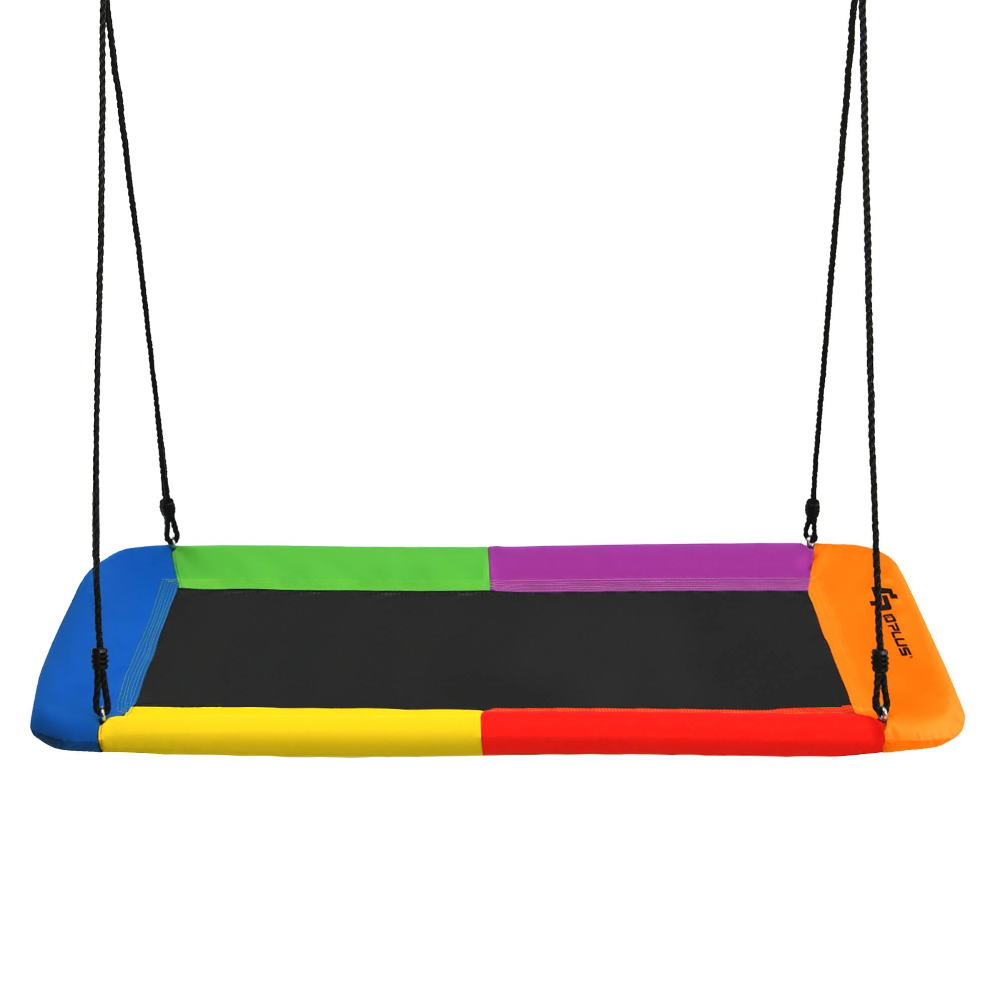 Alt View 8. GOPLUS - Goplus 700lb Giant 60" Platform Tree Swing Outdoor w/ 2 Hanging Straps - Multi-Color.
