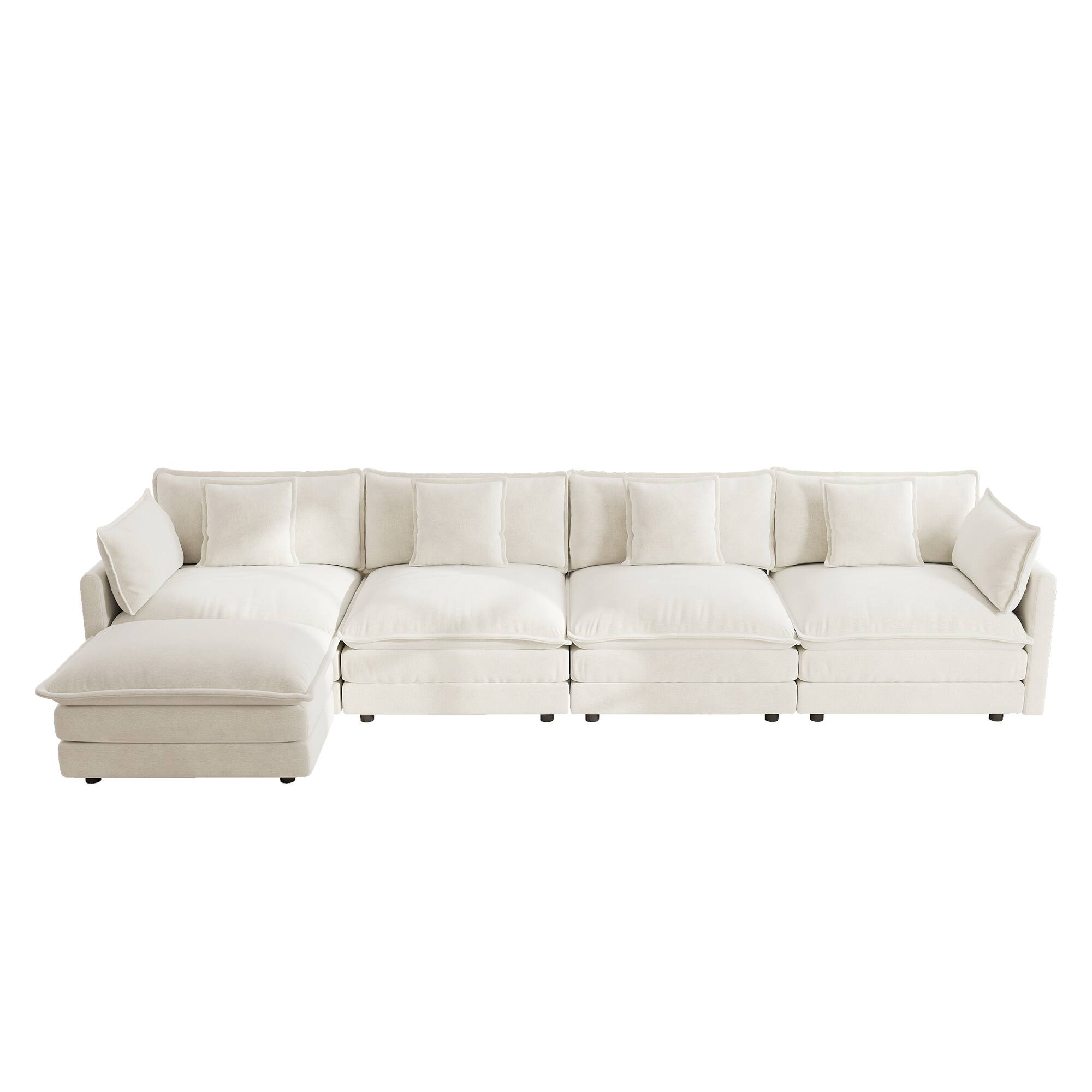 Alt View 2. LOVMOR - 4 Seater Chenille Sectional Couch U Shaped Modular Easy Assembly For Living Room Home Theater Plush Cozy TV XL - White.