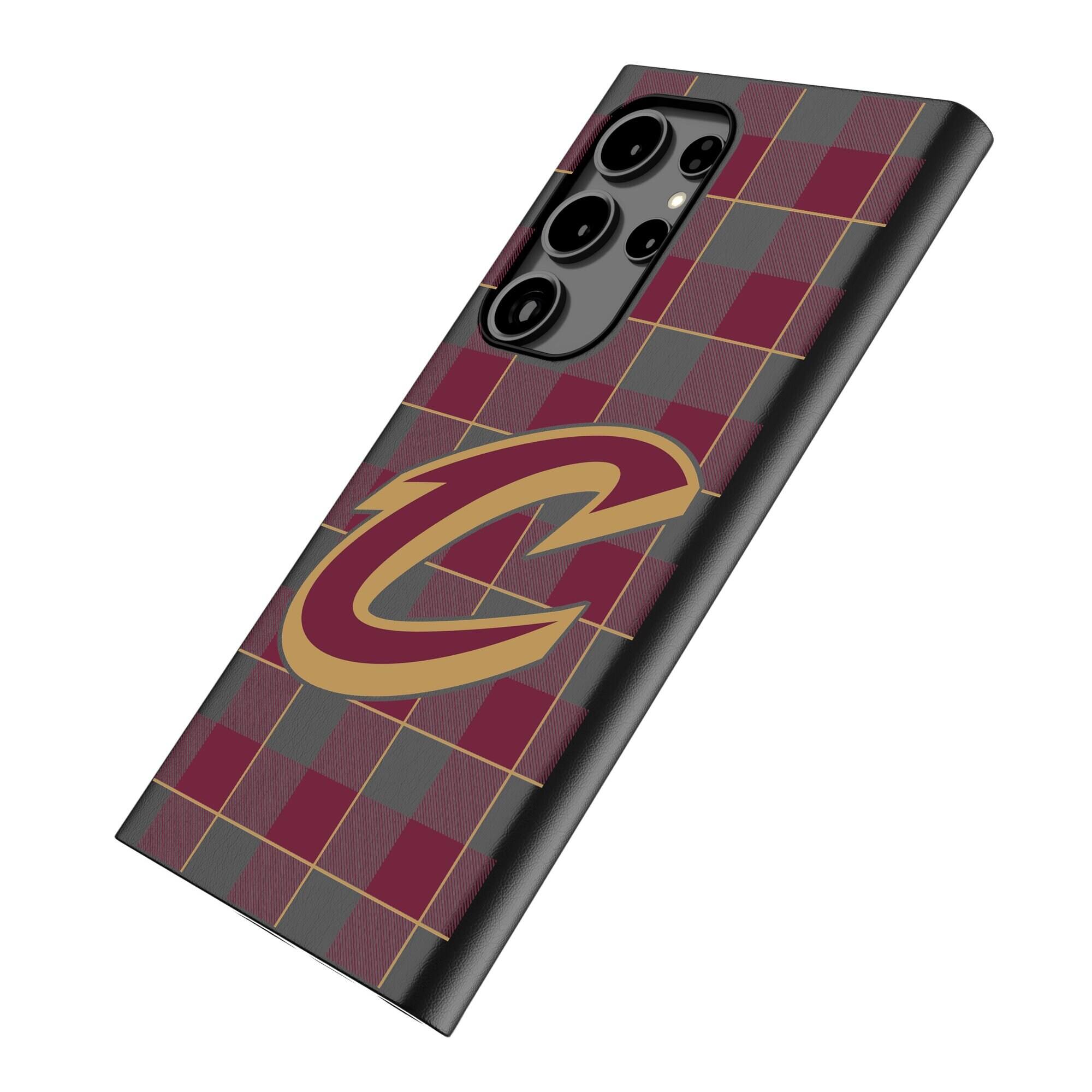 Alt View 1. Keyscaper - Cleveland Cavaliers Plaid Galaxy Magnetic Bump Case - S24 - Black.