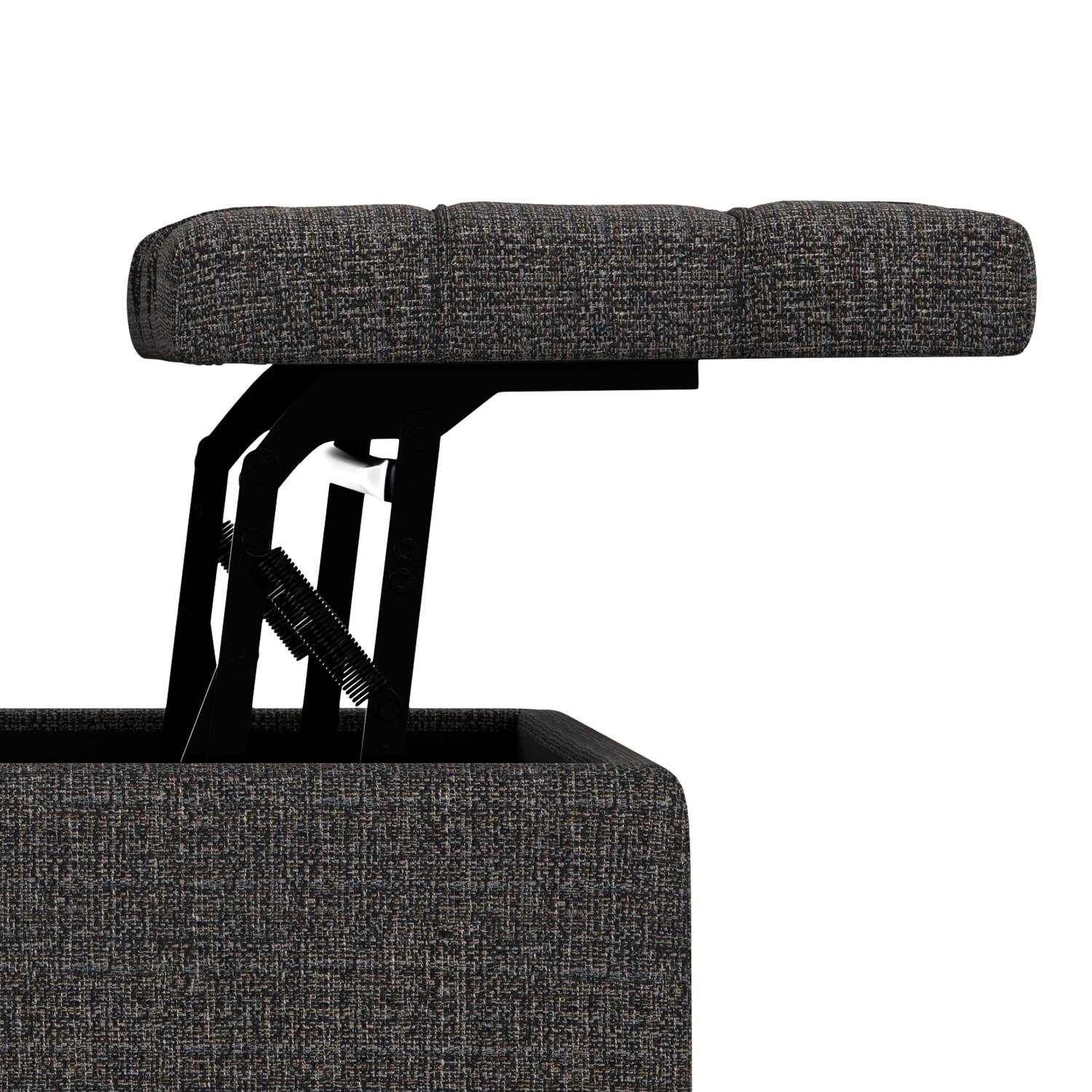 Alt View 9. Simpli Home - Harrison 30 inch Wide Small Square Coffee Table Storage Ottoman in Ebony Polyester Tweed - Ebony Tweed.