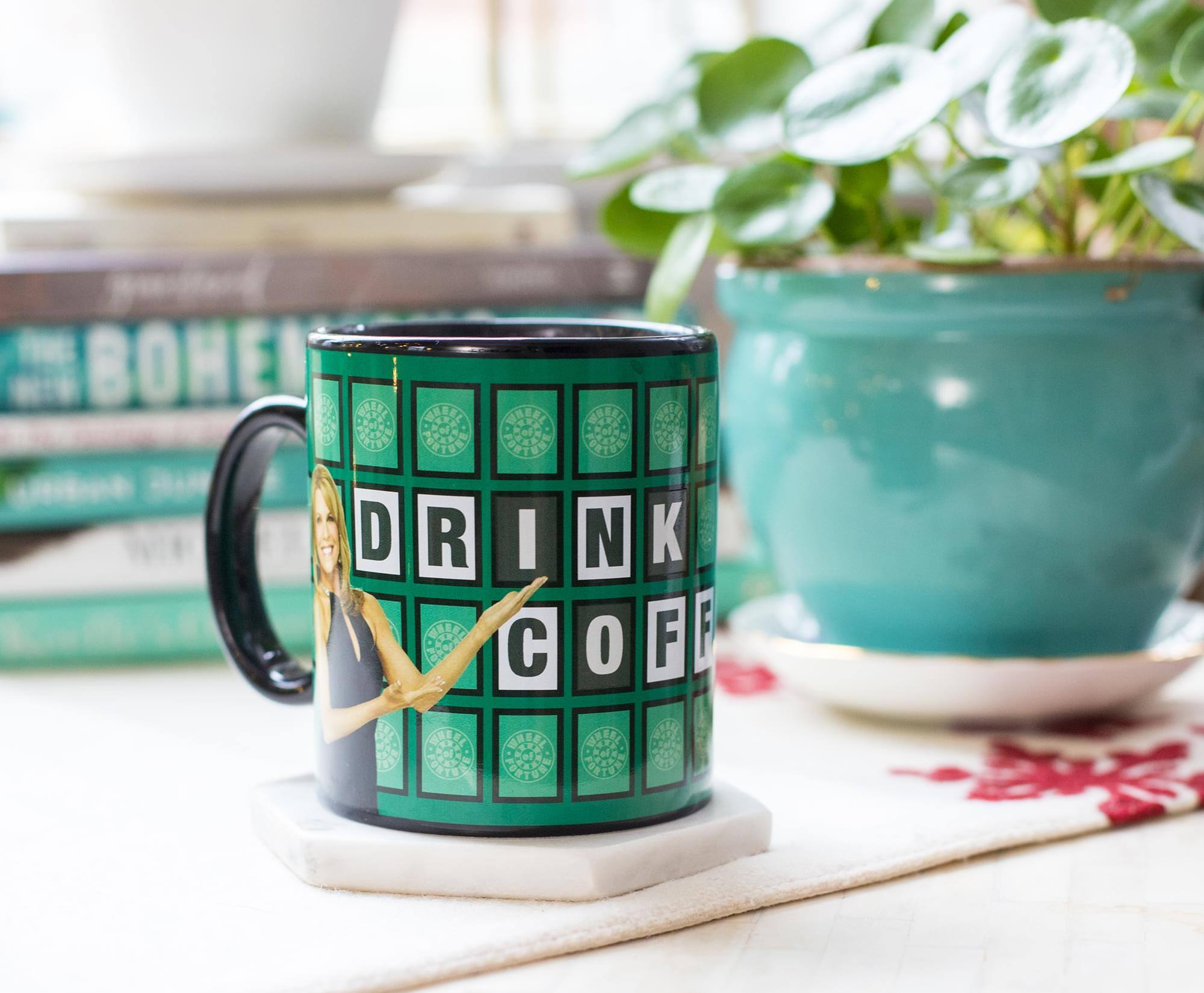 Alt View 3. Just Funky - Wheel of Fortune "Drink More Coffee" Color-Changing Mug | Holds 16 Ounces - Green.