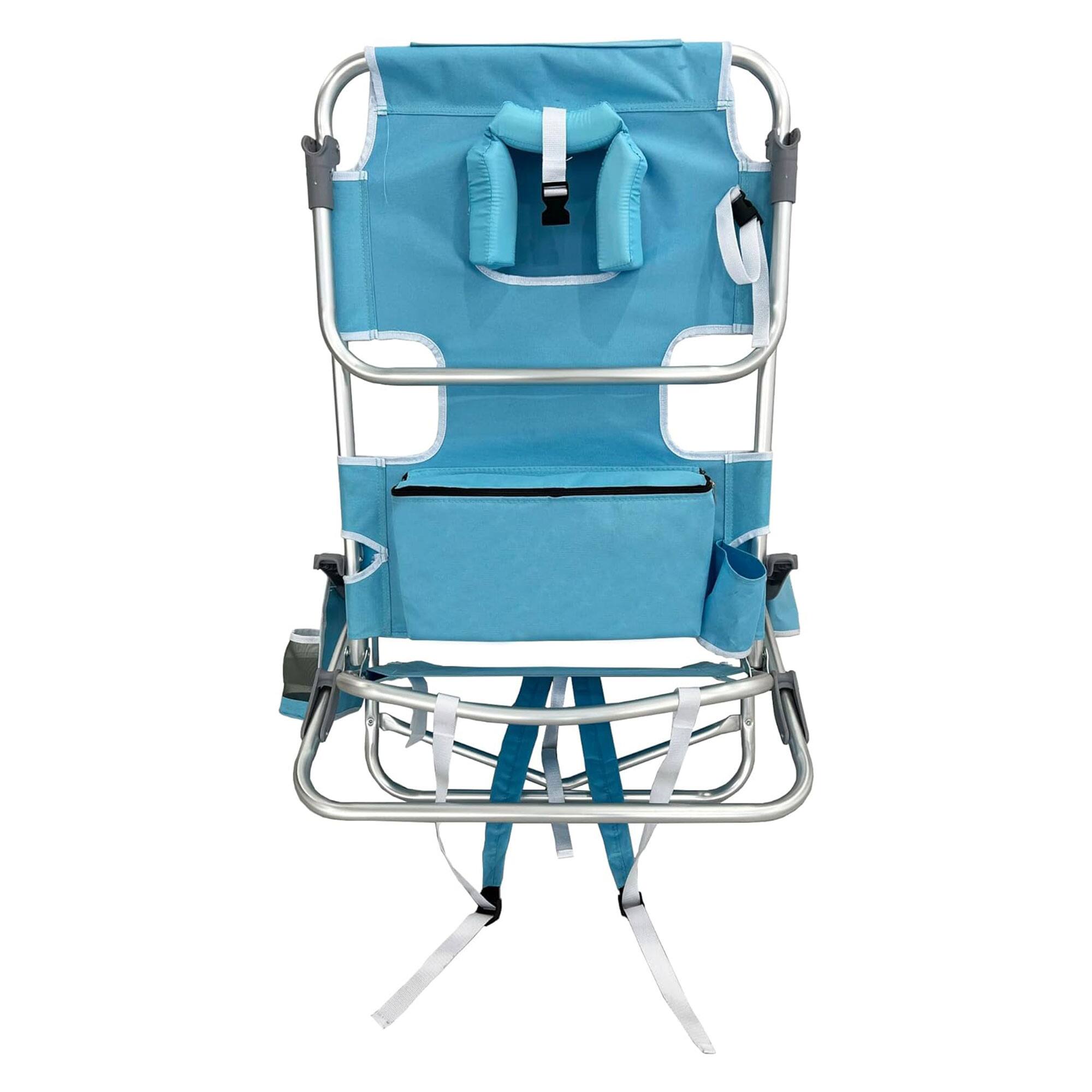 Alt View 3. Deltess - Deltess Ostrich Deluxe On Your Back Aluminum Chair with Cooler Bag, Light Blue - Light Blue.