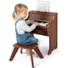 Front. Costway - Costway 25 Keys Digital Piano with Music Stand Stool Lighted Keys Teaching Mode for 3+ Kids - Brown.