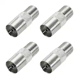 Unique Bargains - 4pcs Coaxial Connector, F Female to PAL Female, 75 Ohm Nickel Plated, 26x10.5mm, for Broadcast, Antenna - Silver