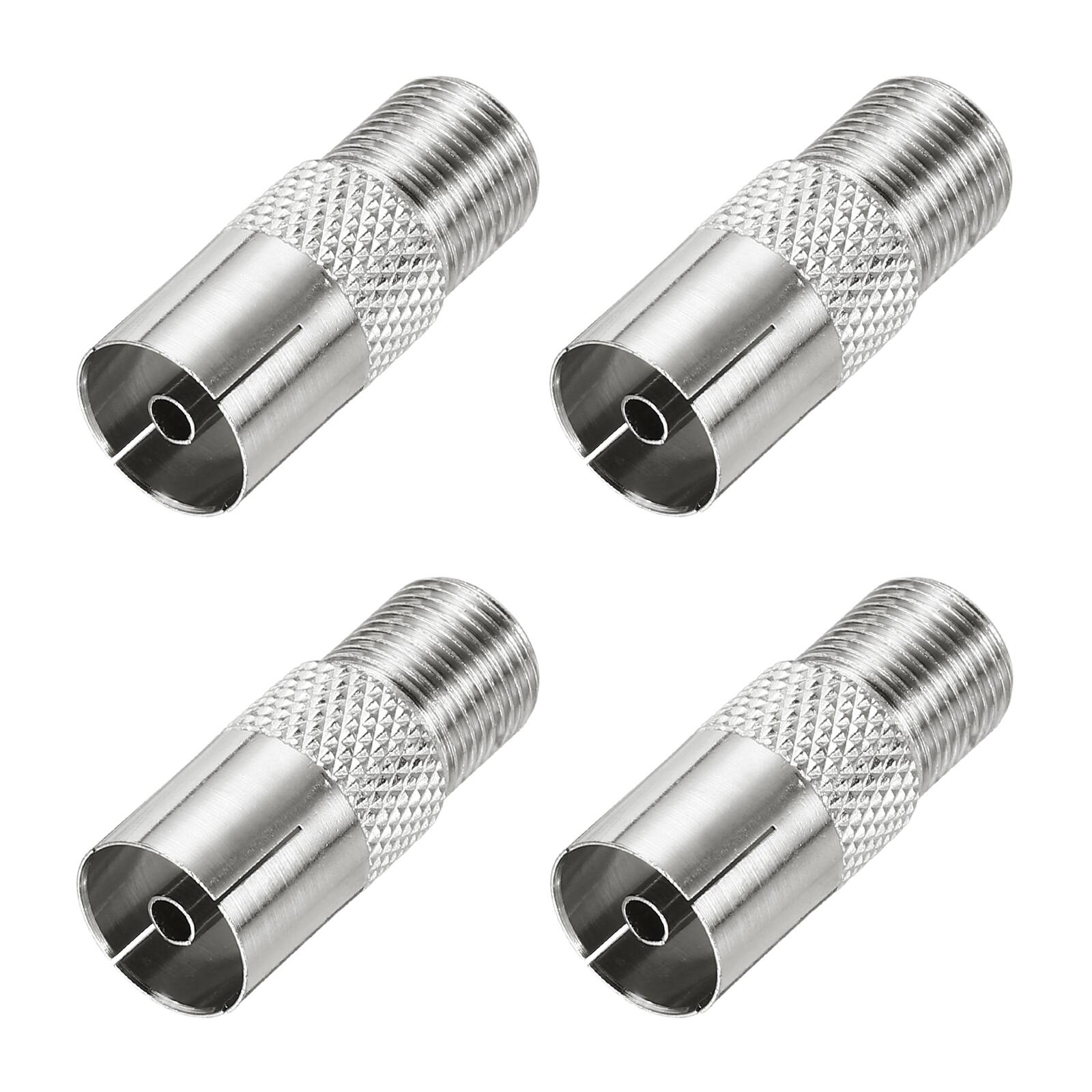 Front. Unique Bargains - 4pcs Coaxial Connector, F Female to PAL Female, 75 Ohm Nickel Plated, 26x10.5mm, for Broadcast, Antenna - Silver.