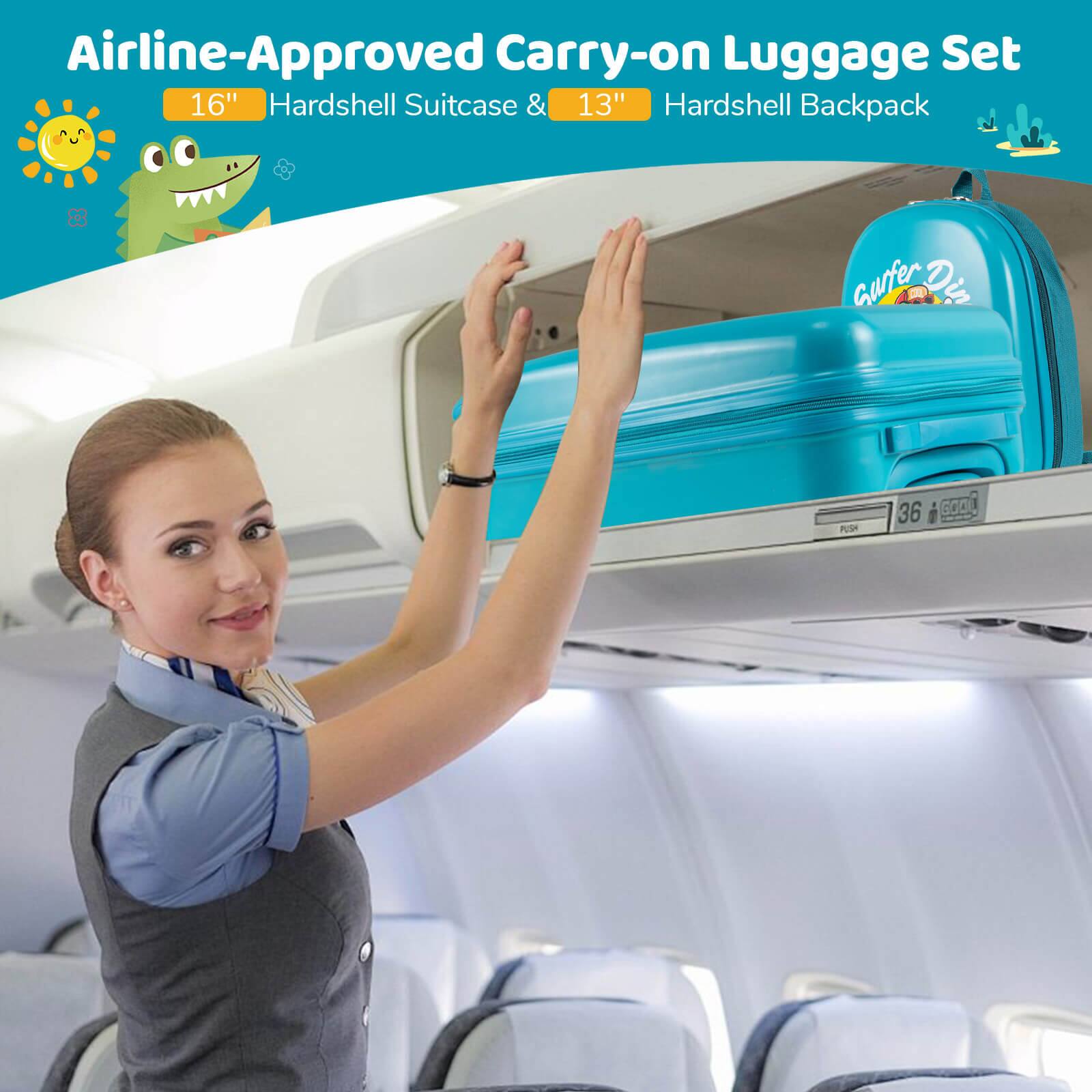 Airline-Approved Carry-on Luggage Set  
16" Hardshell Suitcase & 13" Hardshell Backpack