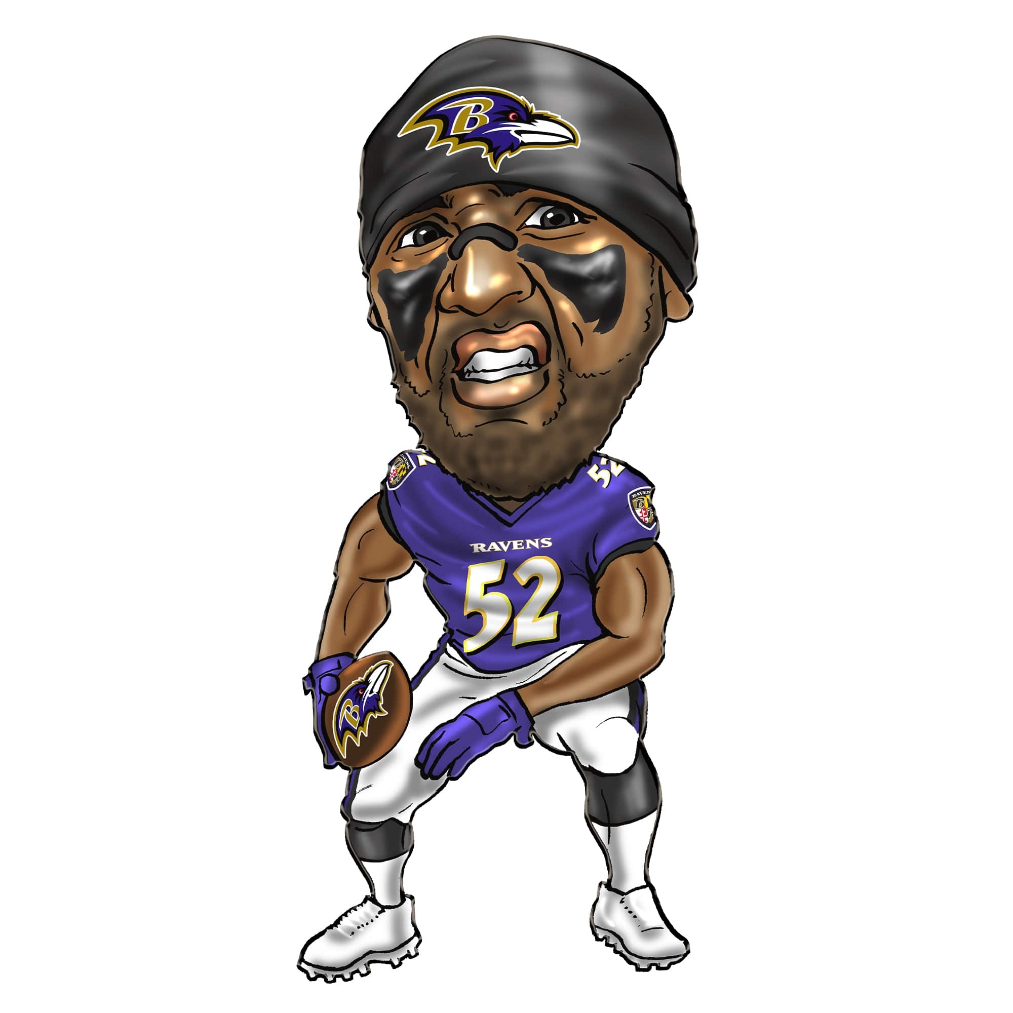 Sporticulture - Ray Lewis Baltimore Ravens Metal Caricature Wall Art - Purple