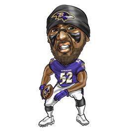 Sporticulture - Ray Lewis Baltimore Ravens Metal Caricature Wall Art - Purple
