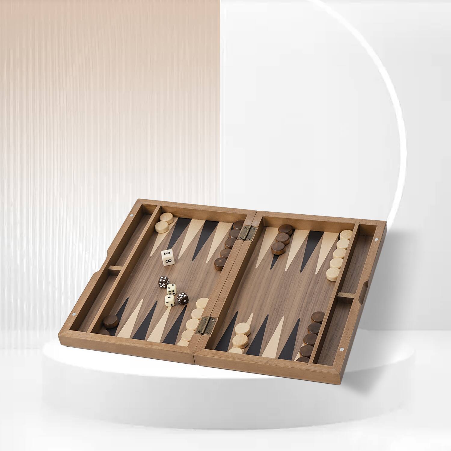 Alt View 2. GSE Games & Sports Expert - Premium Magnetic Wooden Folding Inlay Backgammon Board Game Set (Double Stripe-11").