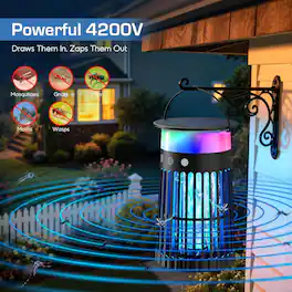 3-in-1 Electric Fly Trap - Solar/USB Charging, 3,500V Grid, IP44 Waterproof, LED + SOS Modes, Child/Pet Safe