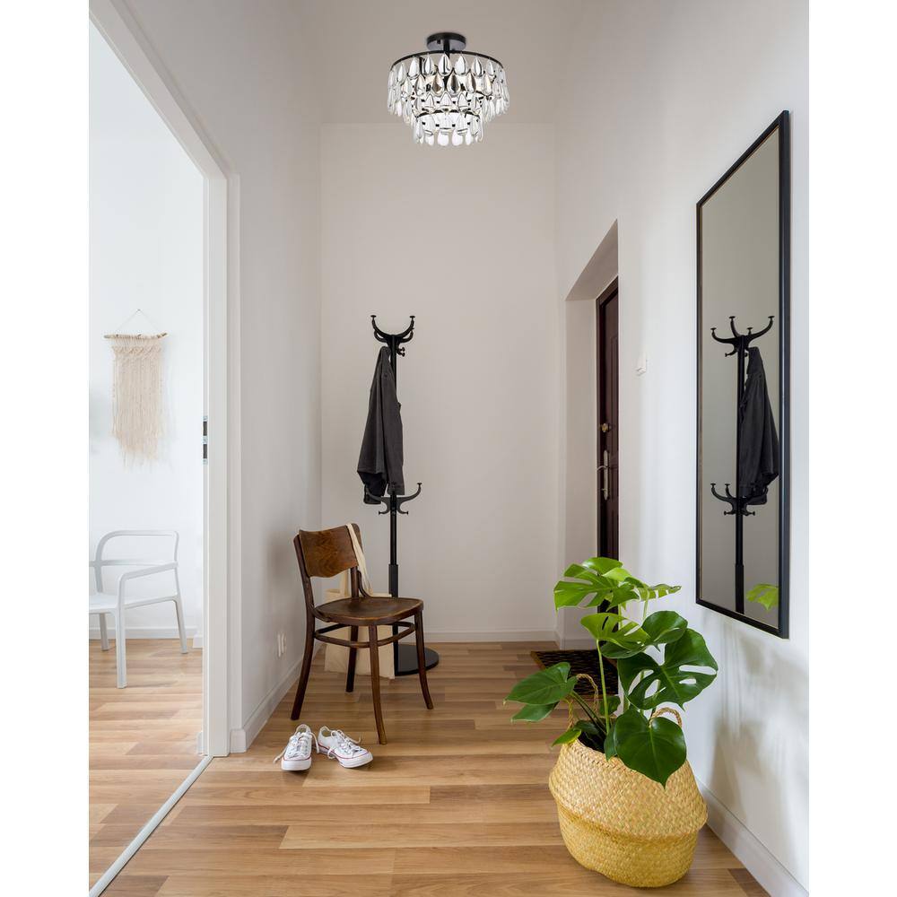 Left. Elegant Lighting - Mila 14 inch flush mount in black - Black.