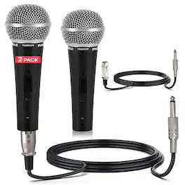 Pyle - Dynamic Vocal Microphone with 15 ft XLR to 1/4" Cable, Cardioid Handheld Microphone with On/Off Switch - Black