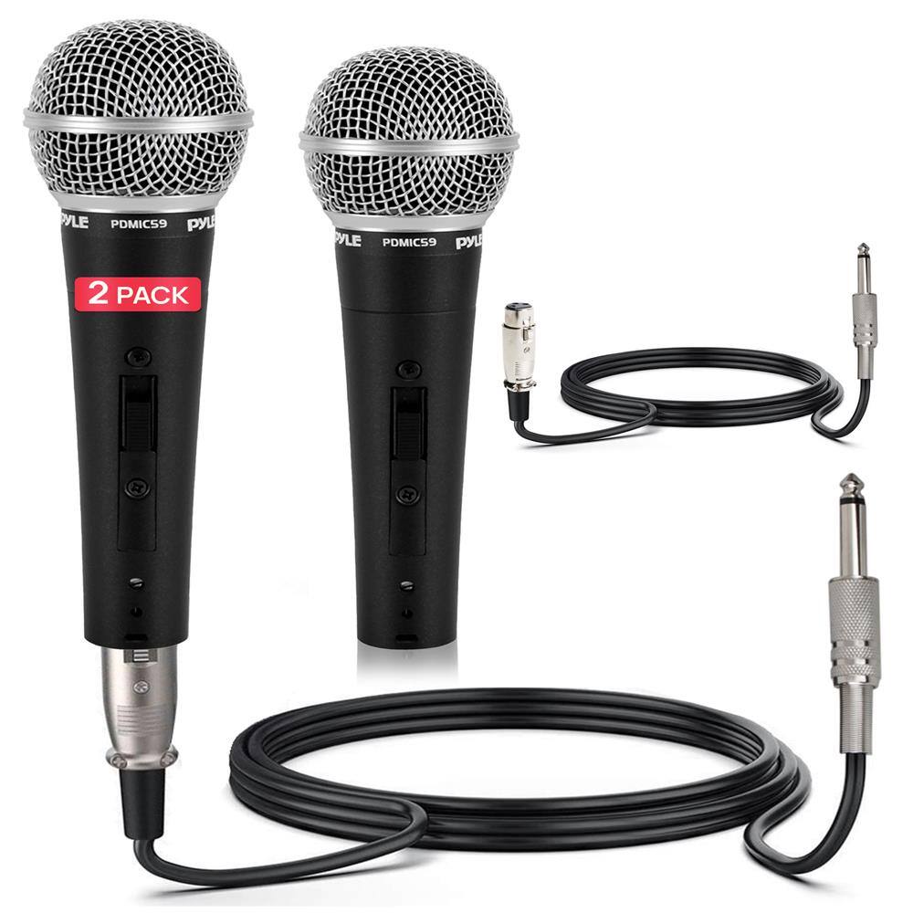 Pyle - Dynamic Vocal Microphone with 15 ft XLR to 1/4" Cable, Cardioid Handheld Microphone with On/Off Switch - Black