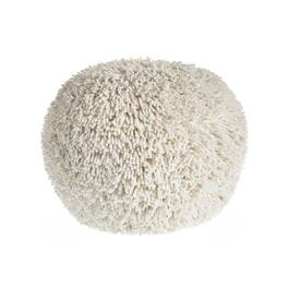 Hivvago - 20 Inch Cotton Tufted Round Geometric Pouf Ottoman - Cream