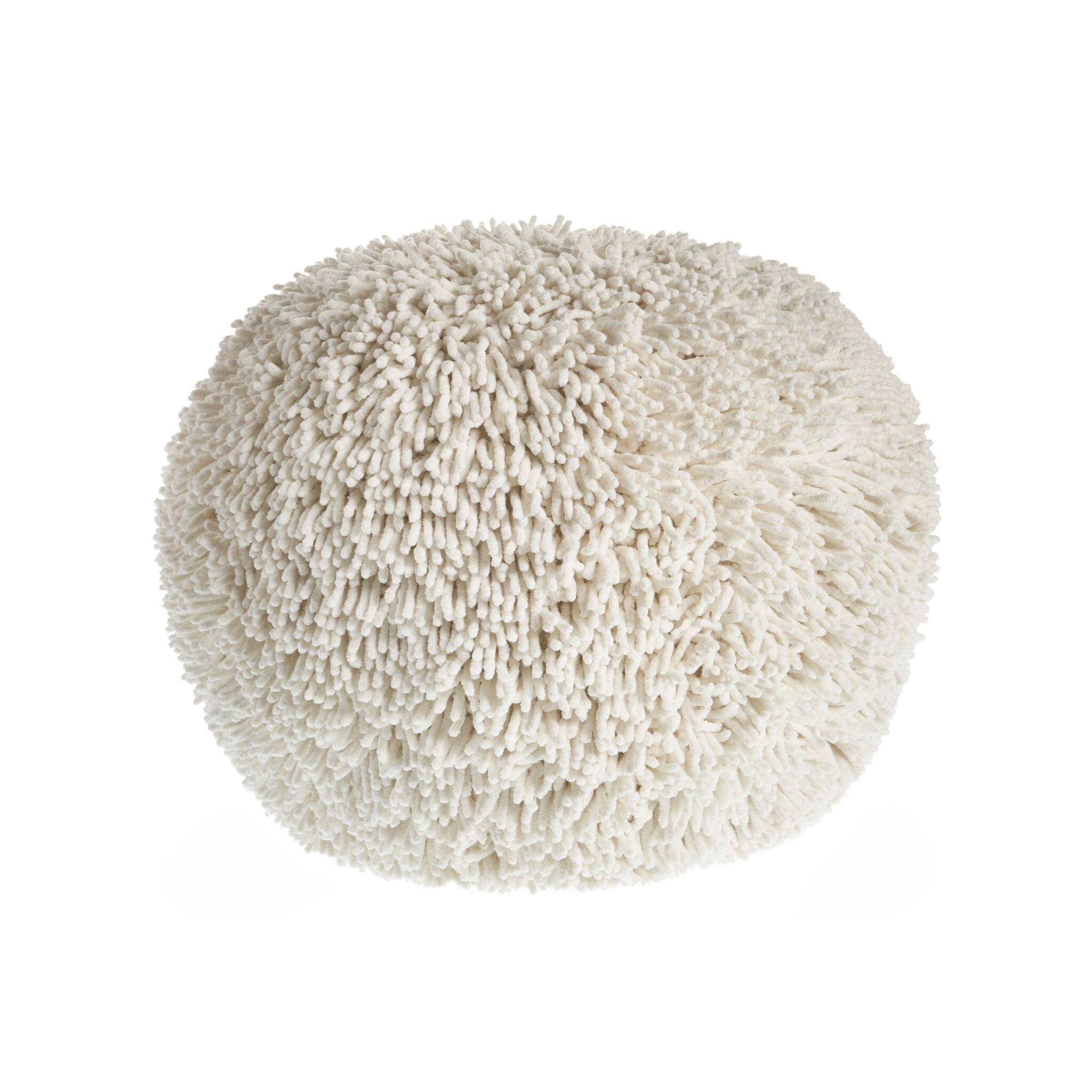 Front. Hivvago - Hivvago 20 Inch Cotton Tufted Round Geometric Pouf Ottoman - Cream.