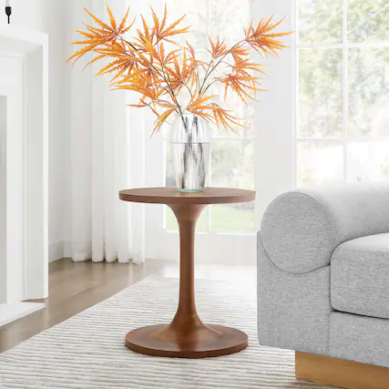 Front. Modway - Lina Round Wood Side Table by Modway - Walnut.