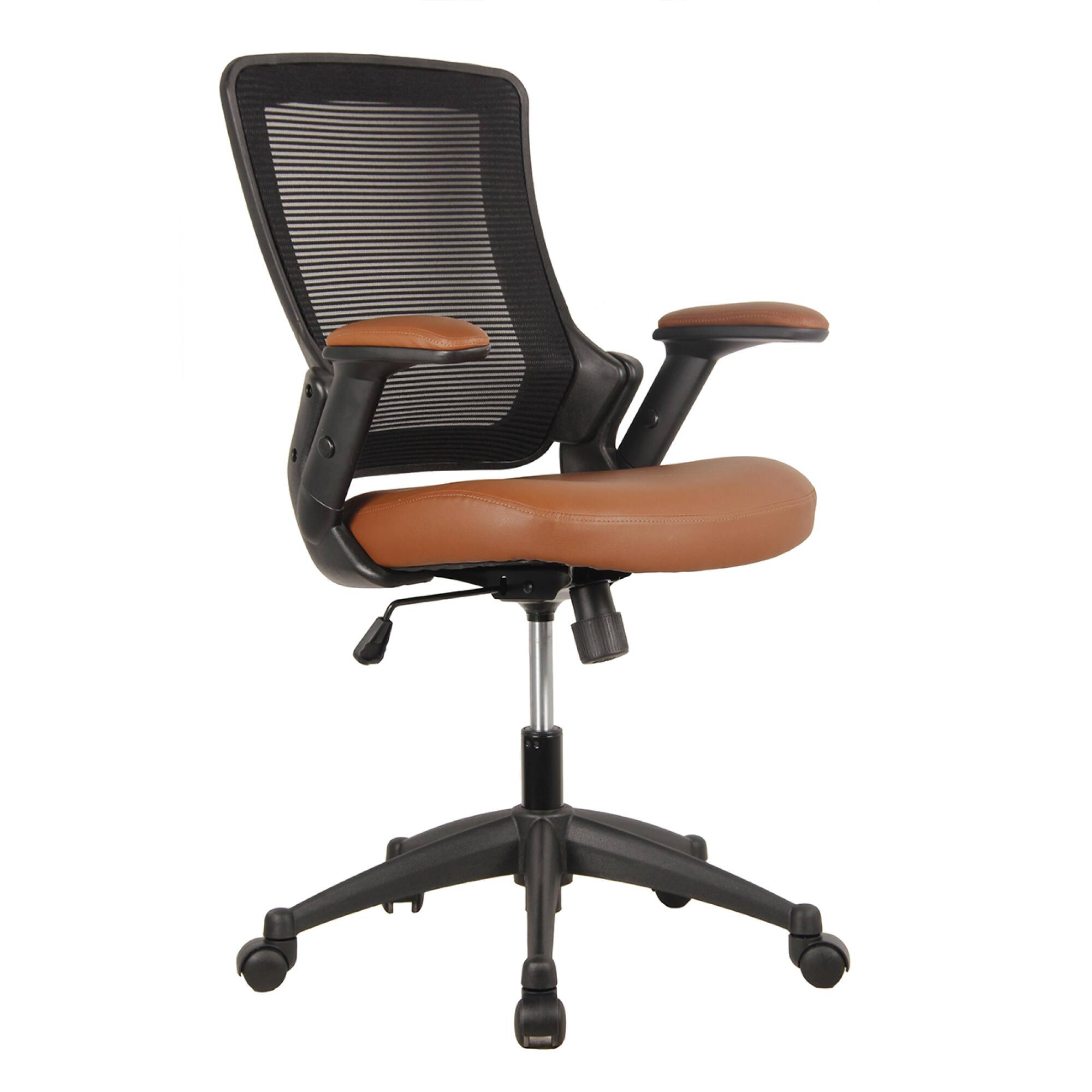 Angle. GOODSILO - Mid-Back Mesh Task Office Chair with Adjustable Arms and Reclining Backrest - Brown.
