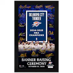 Oklahoma City Thunder 2025 NBA Finals Champions Banner Raising Ceremony 12"x 20" Signature Frame