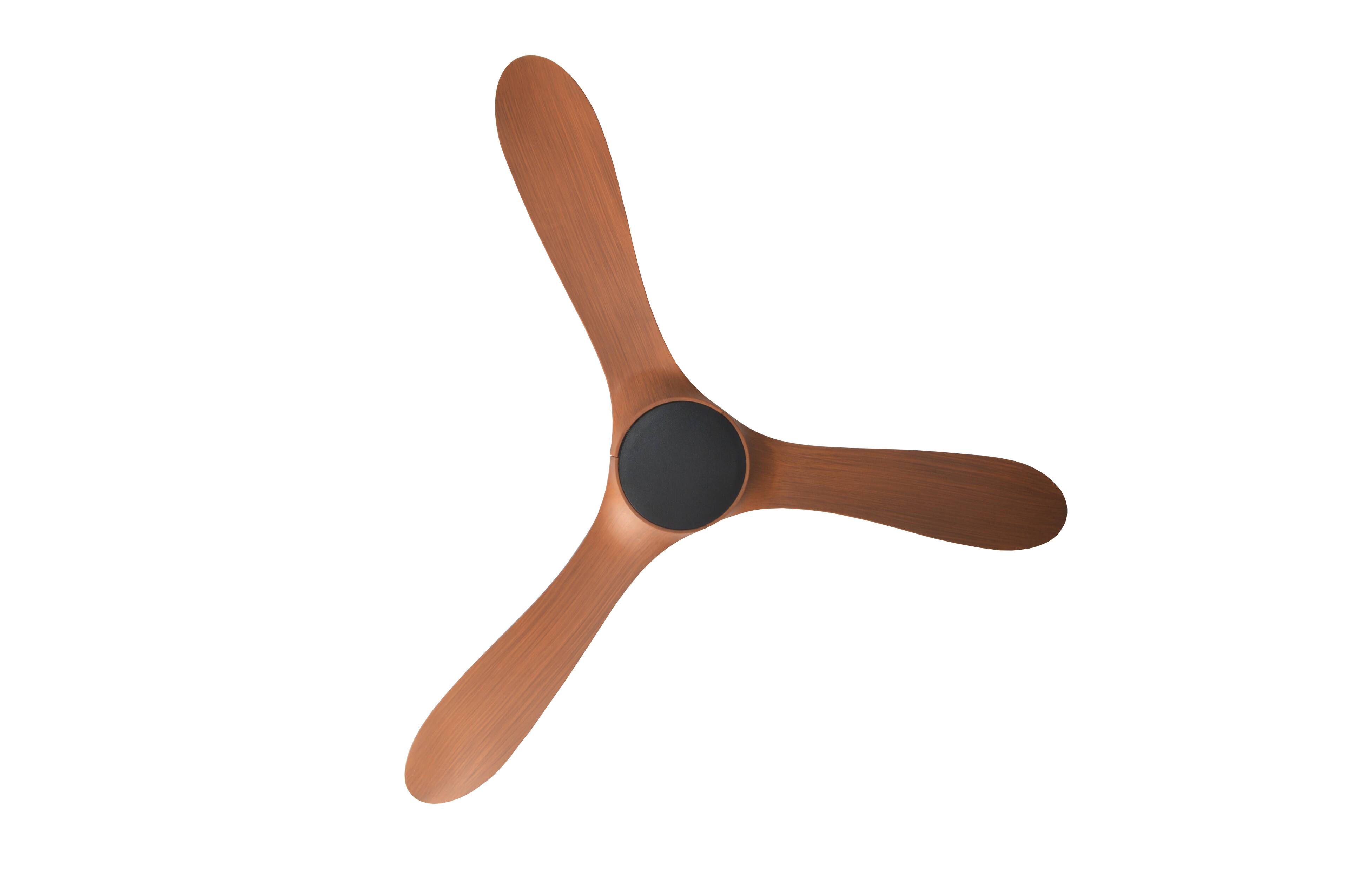 Alt View 3. ENLIGHT - 60" Smart Ceiling Fan, IP66 Outdoor & Coastal, Weather Resist, Efficient & Quiet DC Motor, Reverse Mode, Matter, 3 Blade - Teak Woodgrain.