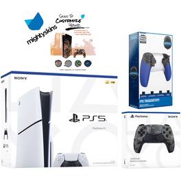 PlayStation 5 Slim Disc with Extra Controller, Trigger Stop Kit and MightySkins Decal Voucher - PlayStation 5