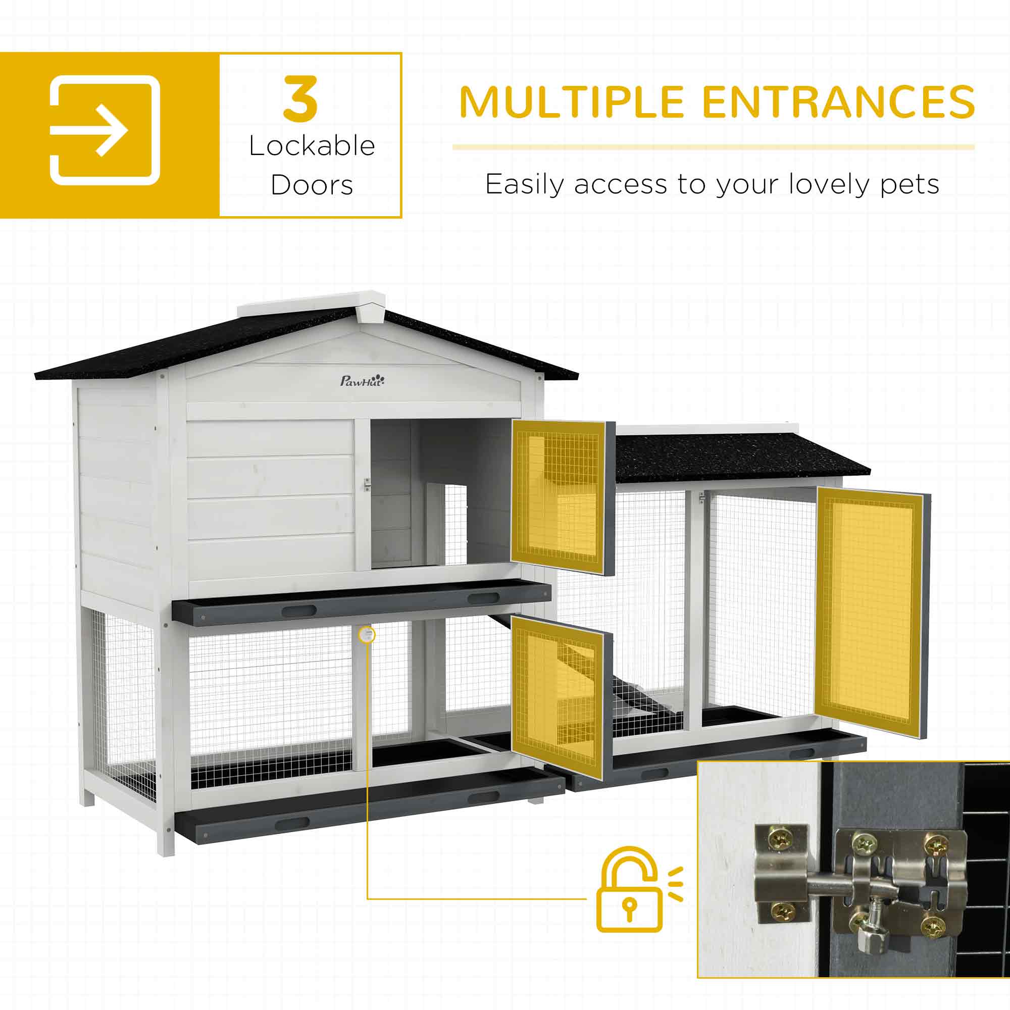3 Lockable Doors

MULTIPLE ENTRANCES

Easily access to your lovely pets
