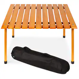 Best Choice Products - 28x28in Foldable Indoor Outdoor Portable Wooden Table for Picnics, Camping, Beach w/ Carrying Case - Brown