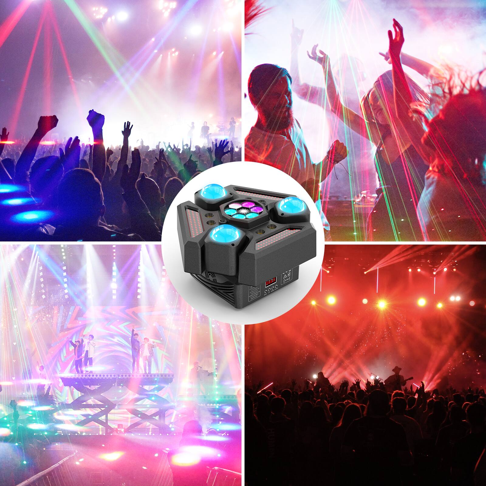 Alt View 4. UKing - 3 Arms Laser RGBW LED Moving Head Light Disco Stage Lighting Beam DMX512.