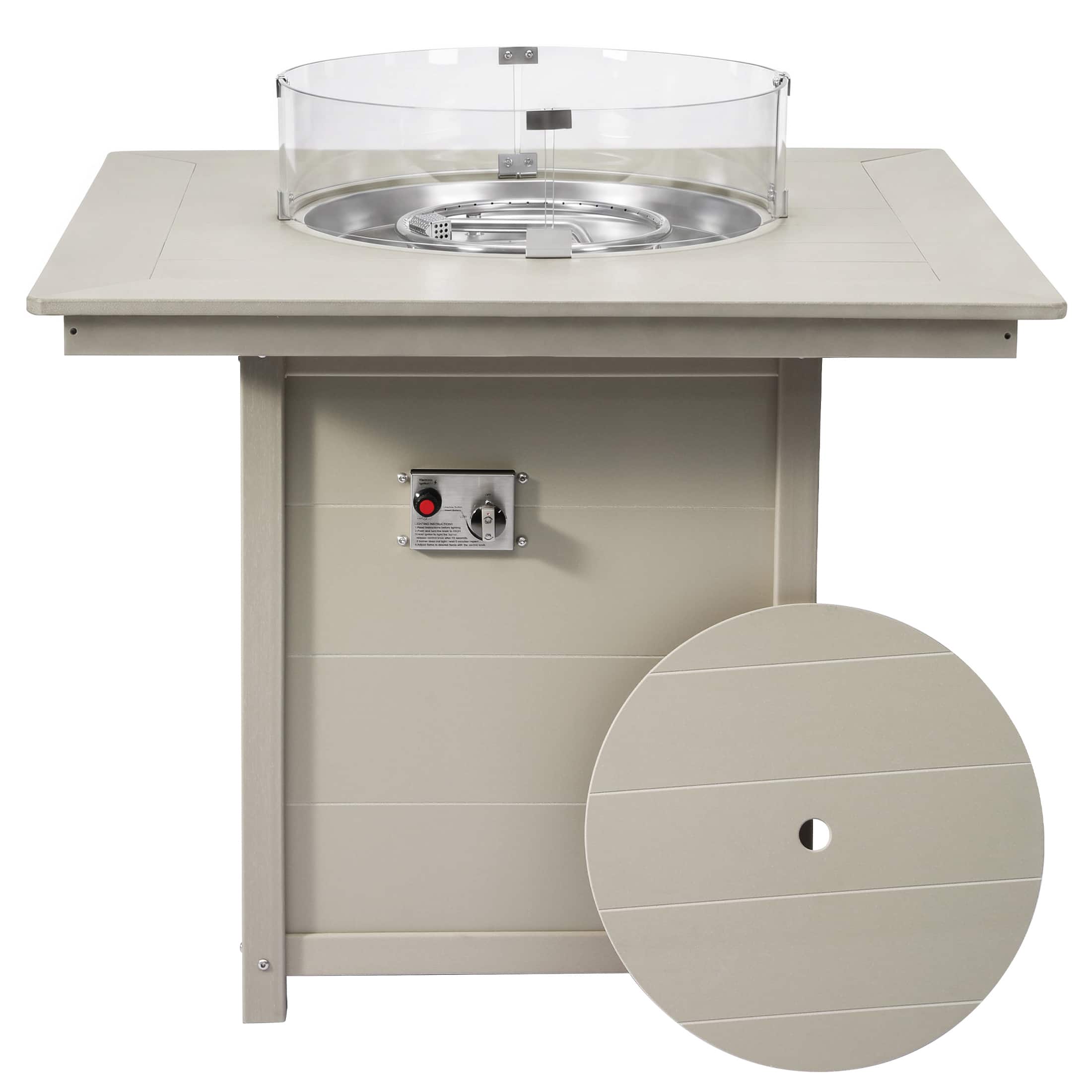 WestinTrends - Helios 42" Modern Outdoor Patio Gas Propane Square Fire Pit Table - Sand