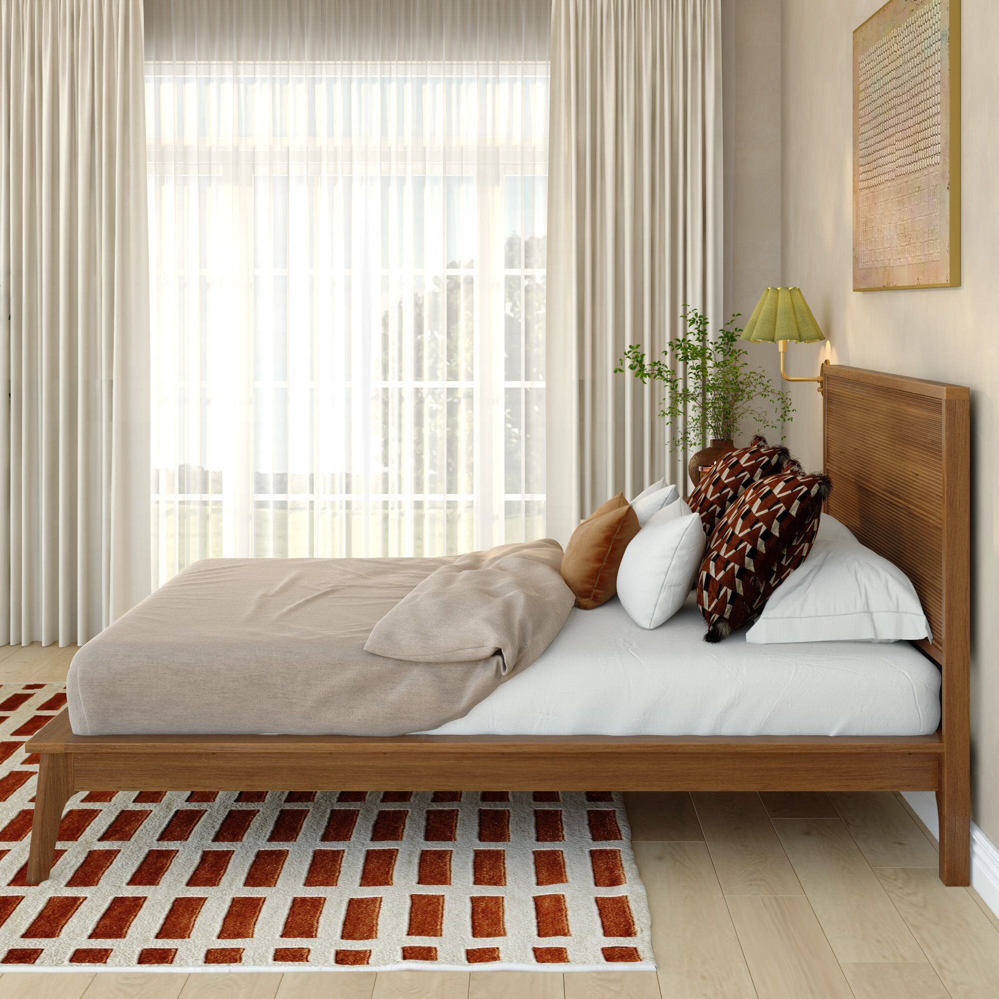 Alt View 8. Plank+Beam - Linea Tambour Queen Bed, Pecan - Pecan.