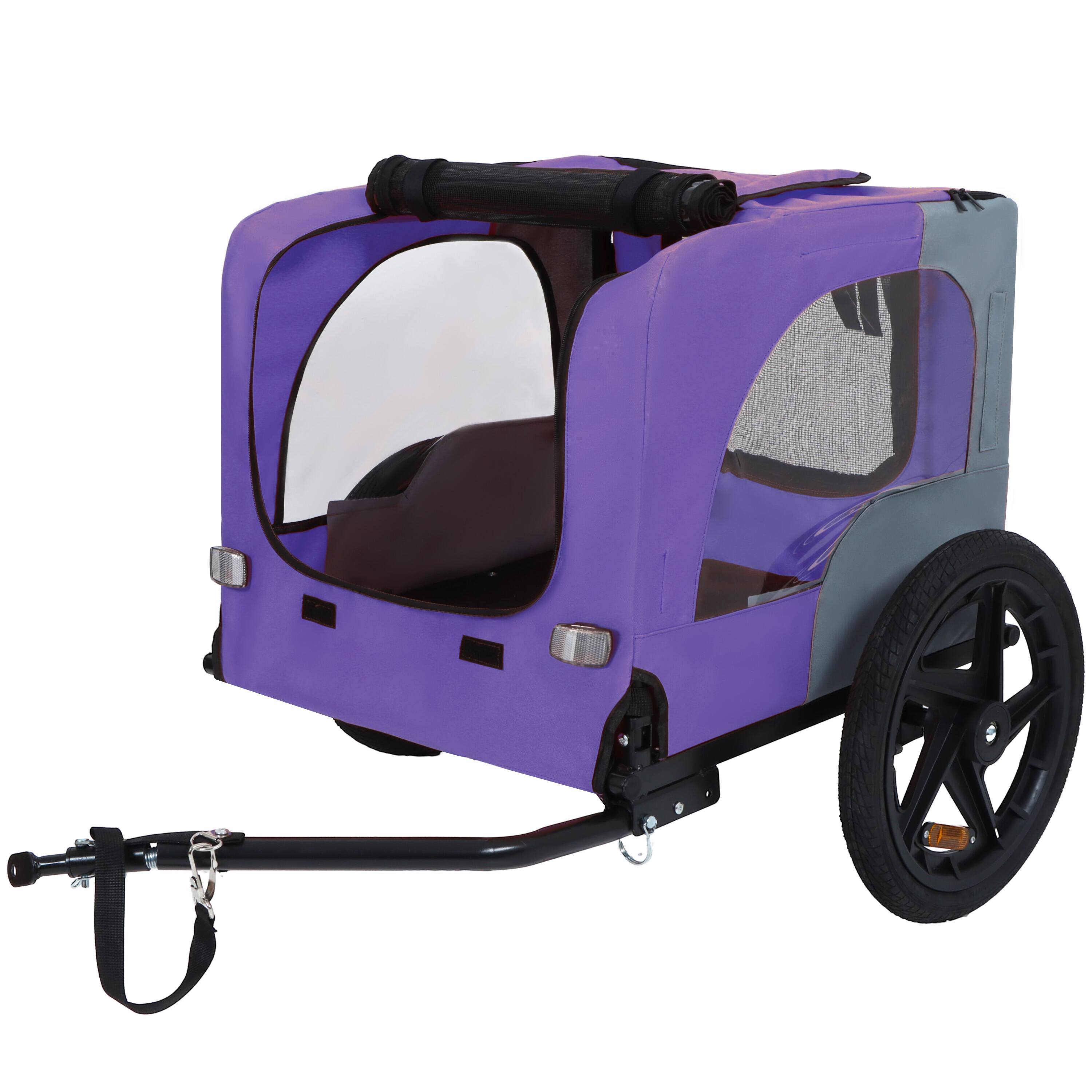 Alt View 5. TinyHomie - Outdoor Heavy Duty Collapsible Pet Bike Trailer 16inch  Wheels Universal Hitch Purple.