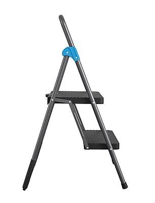 Alt View 5. Cosco - Commercial 2-Step Folding Stool, 300 lb Capacity, Gray - Gray/Black.