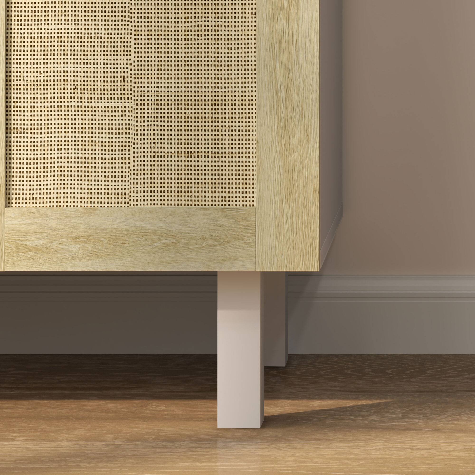 Alt View 8. Homcom - Sideboard Buffet Cabinet, Coffee Bar Cabinet with 4 Rattan Doors and Adjustable Shelves for Kitchen, Living Room - White.