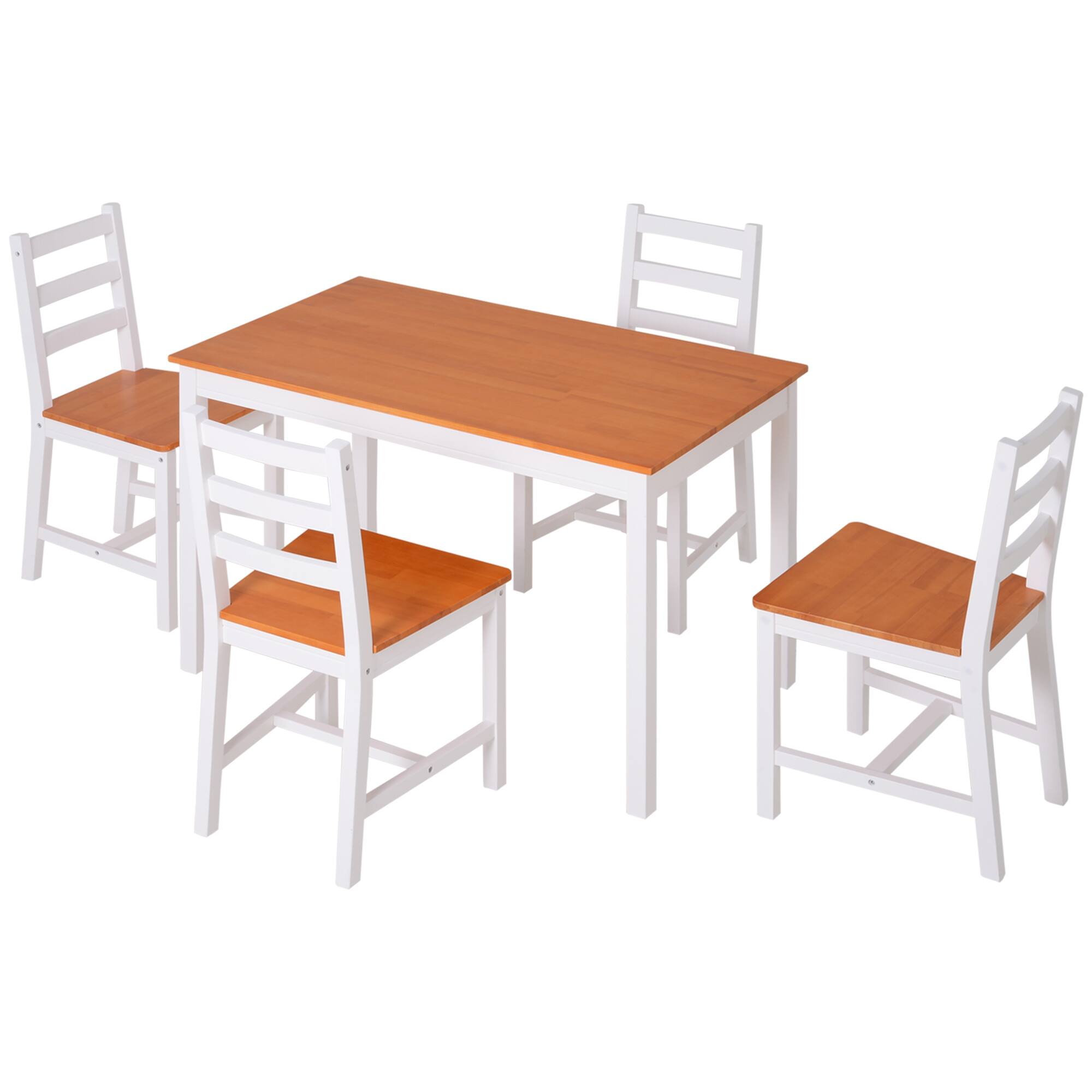 Front. Ecooso - Dining Table Set , 5 Piece Modern Kitchen Table and Chairs, Wood Dining Room Set for Small Spaces, Breakfast Nook - White.