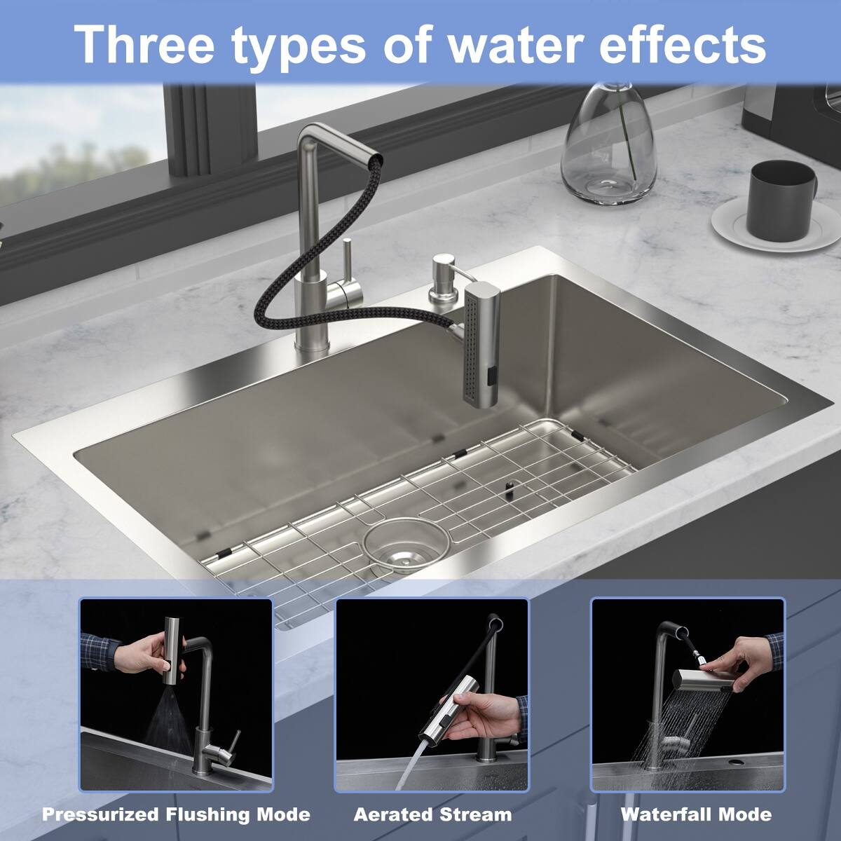 Ropilly 33 inch drop in kitchen sink with soap dispenser, 33 x 22 x 10 ...