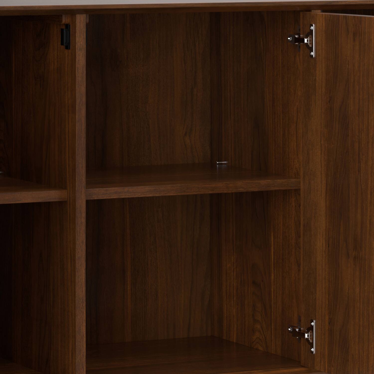 Alt View 6. Simpli Home - Simpli Home Banting 58 inch Wide 3 Door Sideboard Buffet in Natural Walnut Veneer - Natural Walnut.