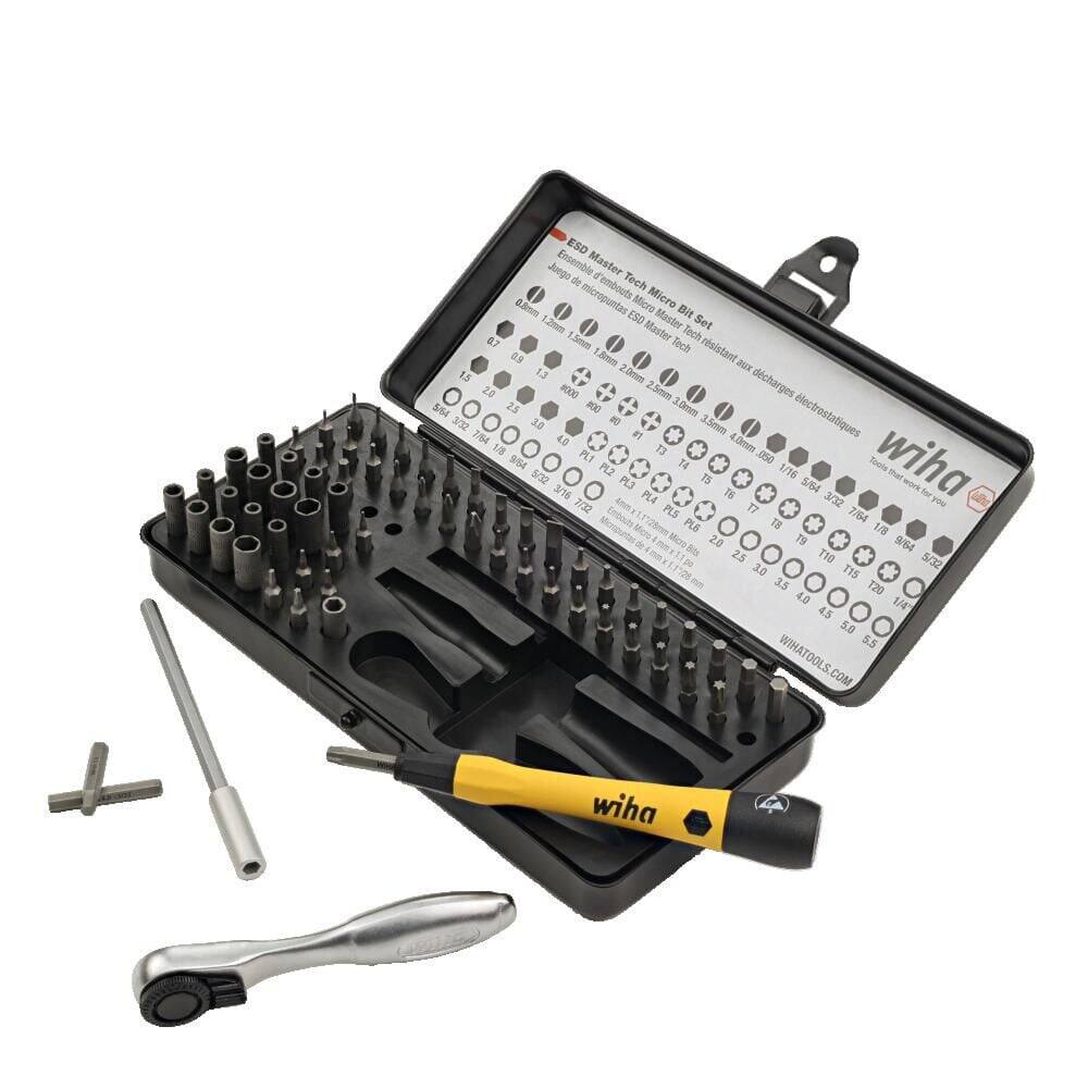 ESD Juego Ensemble Master de d'embouts Tech 6.8mm micropuntas Micro Micro ESD Master B 1.2mm Master Set 07 1.5mm Tech Tech resistant 0S Limes aur 15 13 2.0mm 0 dcharges 2 8OOG 2.5mm 54 25 MOC 3.0mm electrostatics 3 1.2 an 1.5mm  LO #1 1 T3 40mm  PLT T4 .058 Toots wiha 52 PL2 1/16 Phet PL3 75 SIS4 OVe /1 PLA T5 3/32 tor  An T7 yOu Embouts PLS 7/4 526mm PLS TA 1/ Mero Mora 2.8 T9 Rt 9/64 pe 2.5 T1 5/32 30 TIS 35 120 40 1/4 45 S.0 5.5 WIHATOOLS.COM wiha