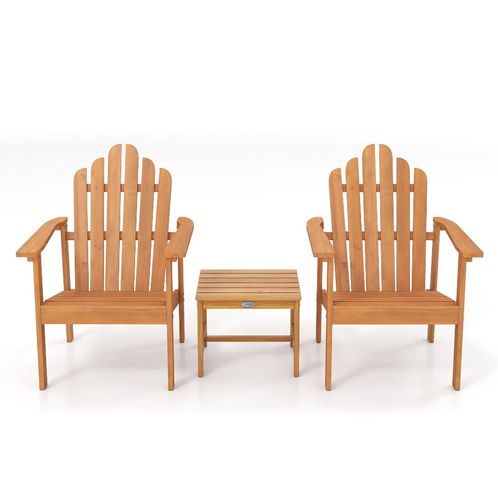 Alt View 9. Gymax - Gymax Stackable Adirondack Chair Set of 2w/Side Table & Built-in Backrests Armrests - Yellow.