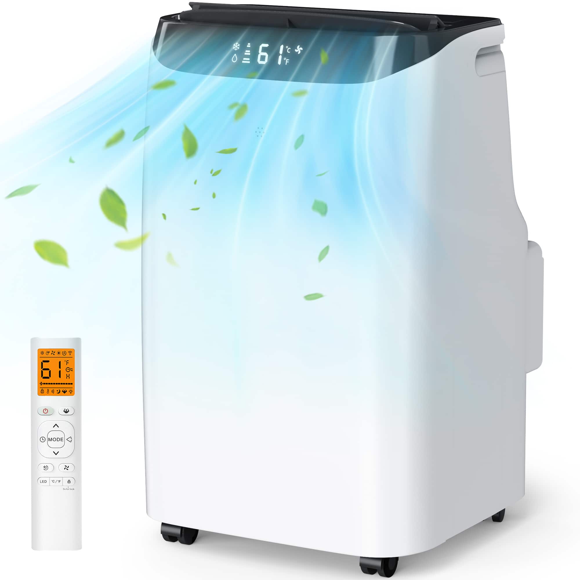 Domanki - 12000 BTU Portable Air Conditioners with Remote Control, 3-in-1 Free Standing Cooling AC Unit with Fan & Dehumidifier - White