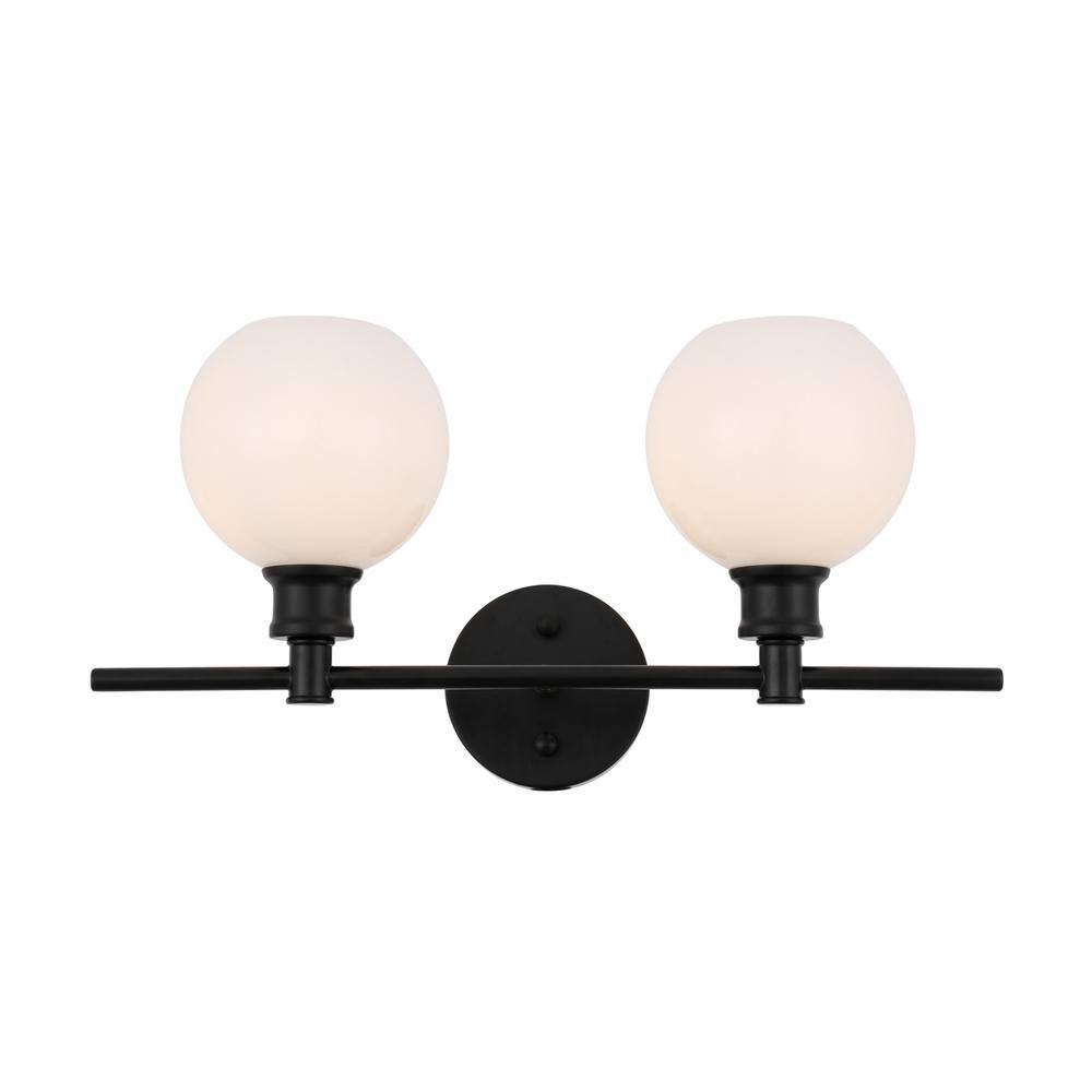 Alt View 10. Living District - Collier 2 light Black and Frosted white glass Wall sconce - Black And Frosted White Glass.