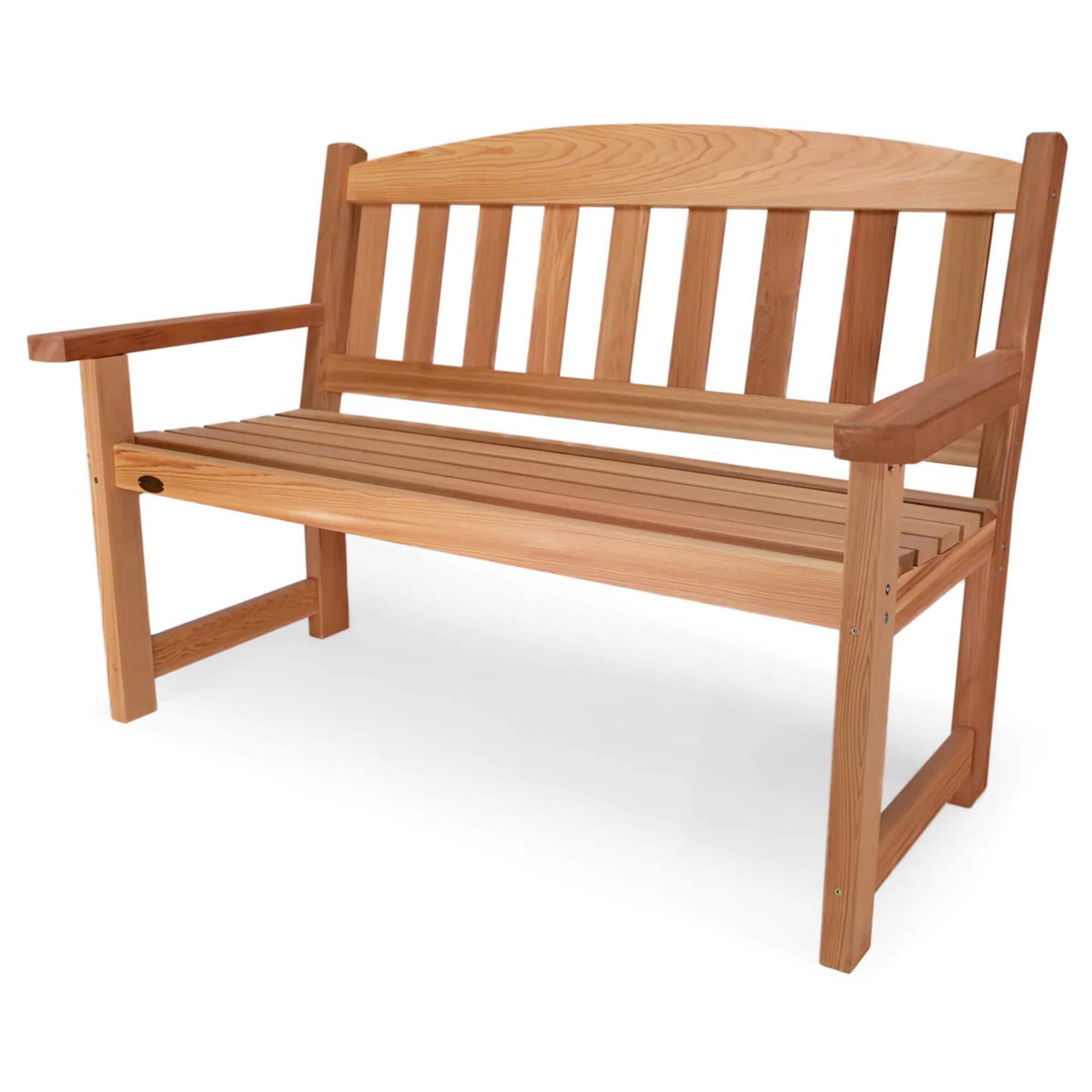 All Things Cedar - 51” Wooden Garden Bench, Outdoor Patio Seating Chair - Natural