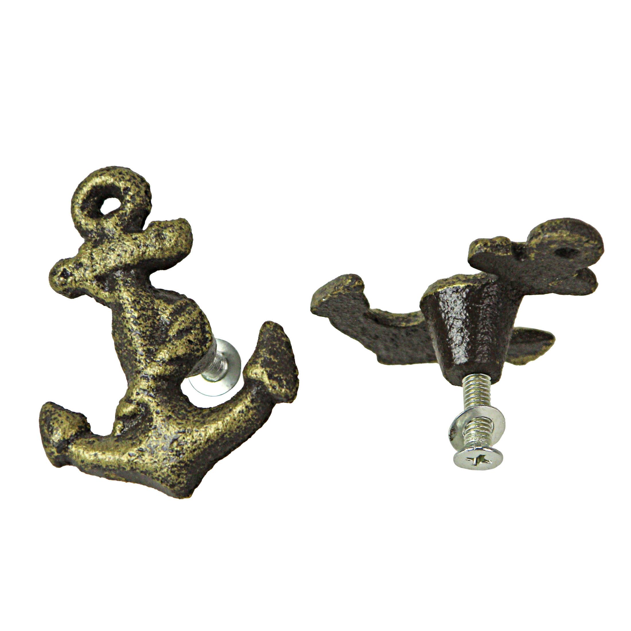 Alt View 1. Zeckos - Bronze Cast Iron Ship Anchor Drawer Pull Decorative Cabinet Knob Set of 6 - Bronze.