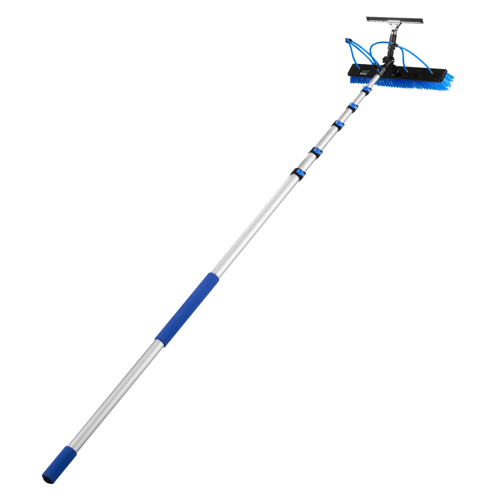Alt View 5. VEVOR - Solar Panel Cleaning Kit, 33 ft, Water Fed Pole Kit with Cleaning Brush, Squeegee, Soap Dispenser, Extendable Aluminum - Silver + Blue.