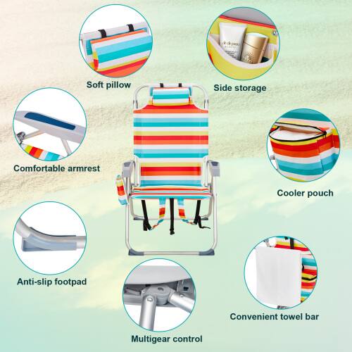 Soft pillow  
Side storage  
Comfortable armrest  
Cooler pouch  
Anti-slip footpad  
Convenient towel bar  
Multigear control