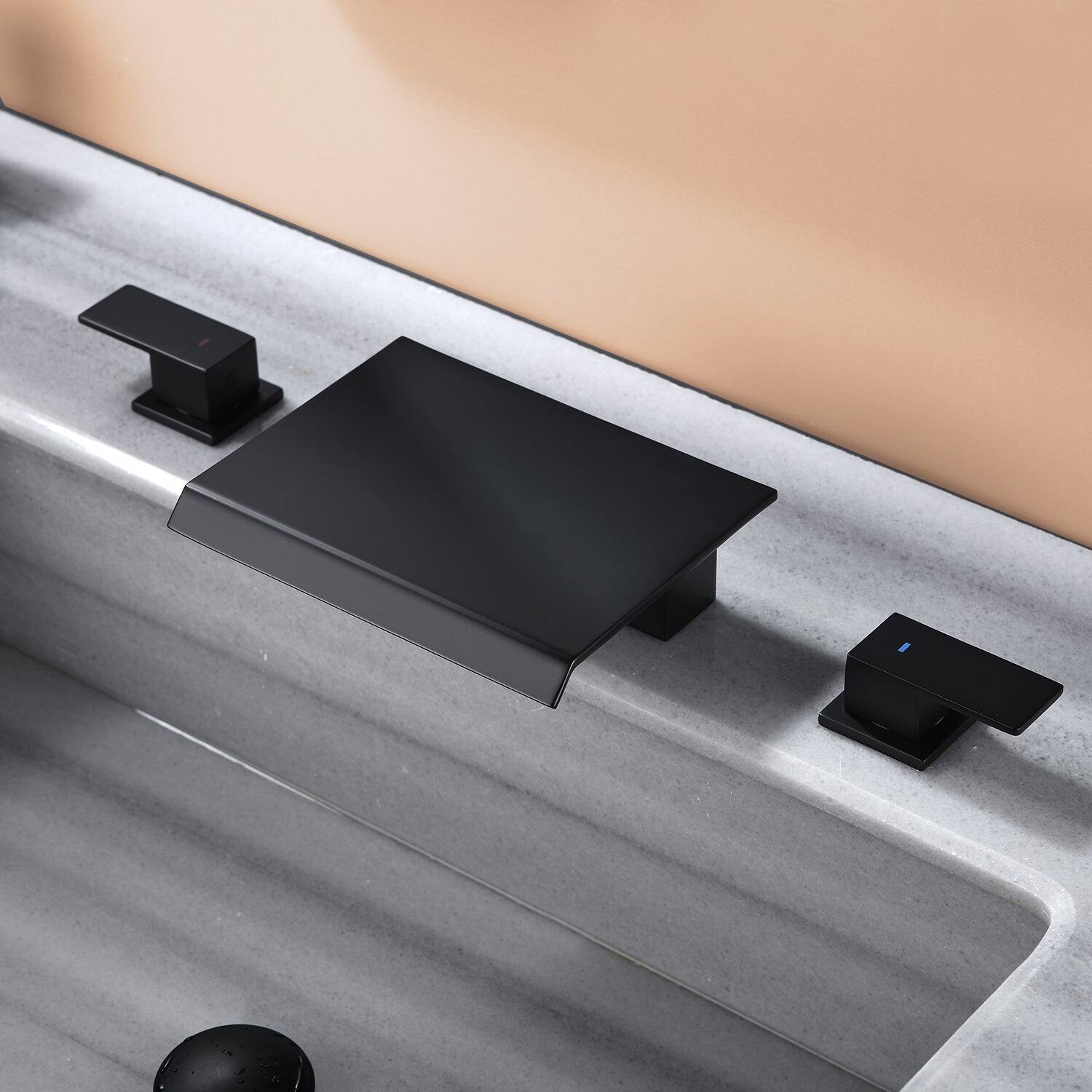 Alt View 1. Boyel Living - Black Faucet SUS304 Waterfall Spout cUPC Quick Connect Temporary Shelf - Matte Black.