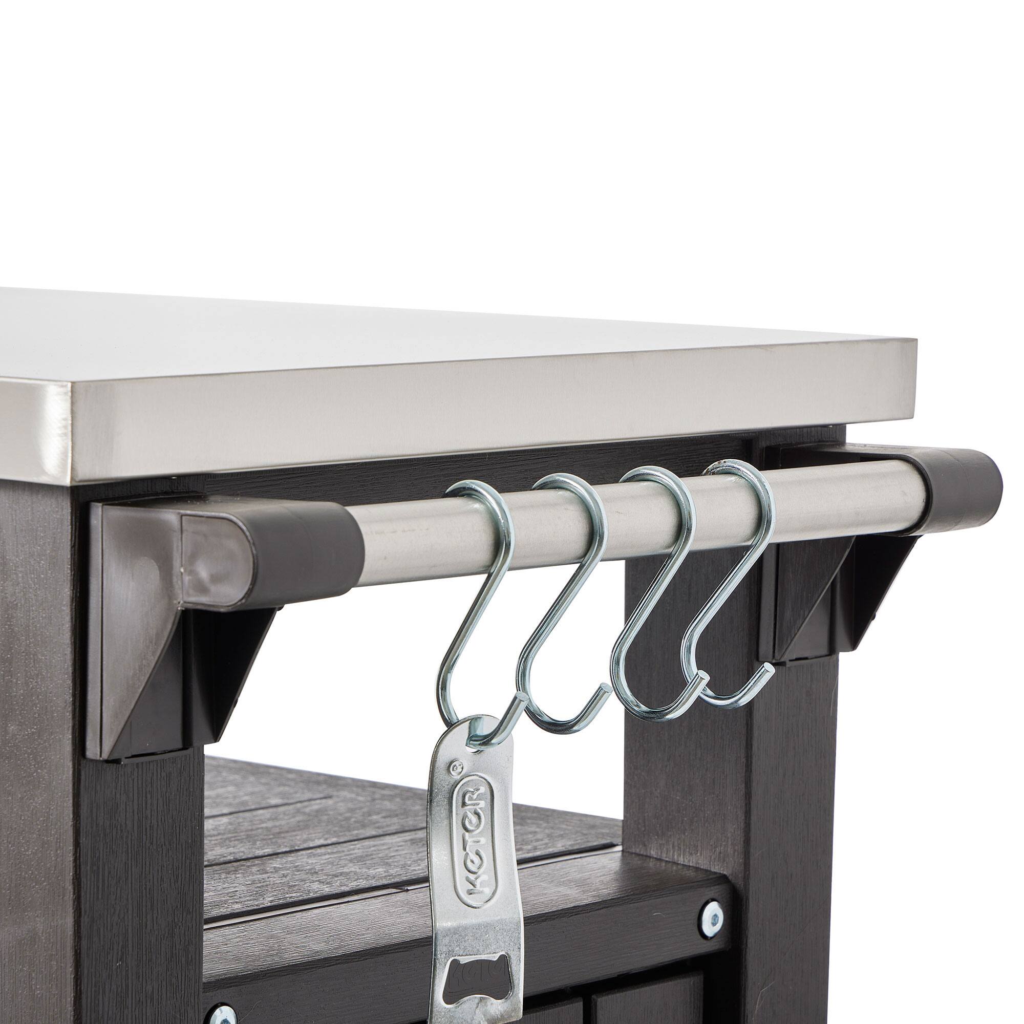 Alt View 7. Keter - Keter Unity 40 Gallon Stainless Steel Top Storage Grilling Bar Cart (Set of 2) - Brown.