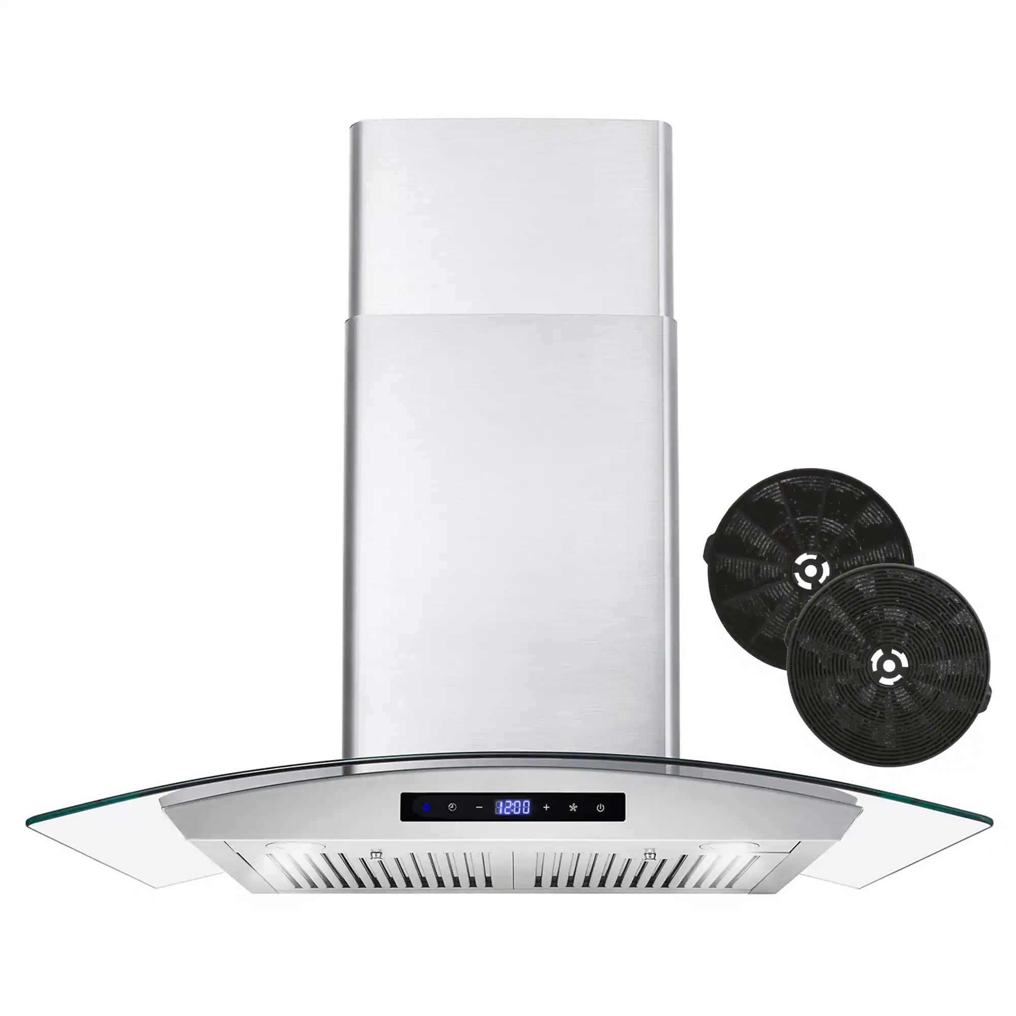 Front. COSMO - COS-668AS750-DL 30 in. Vista Collection 380 CFM Ductless Wall Mount Range Hood, Touch Controls, LED Lights - Stainless Steel.