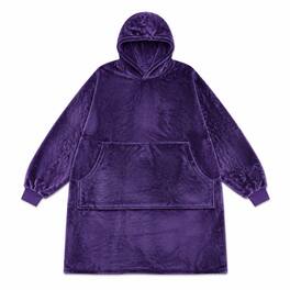 Oumilen - Oversized Wearable Hoodie Blanket, 55.1 Inch XL Super Soft Flannel Hooded Blanket Sweatshirt with Pocket - Purple