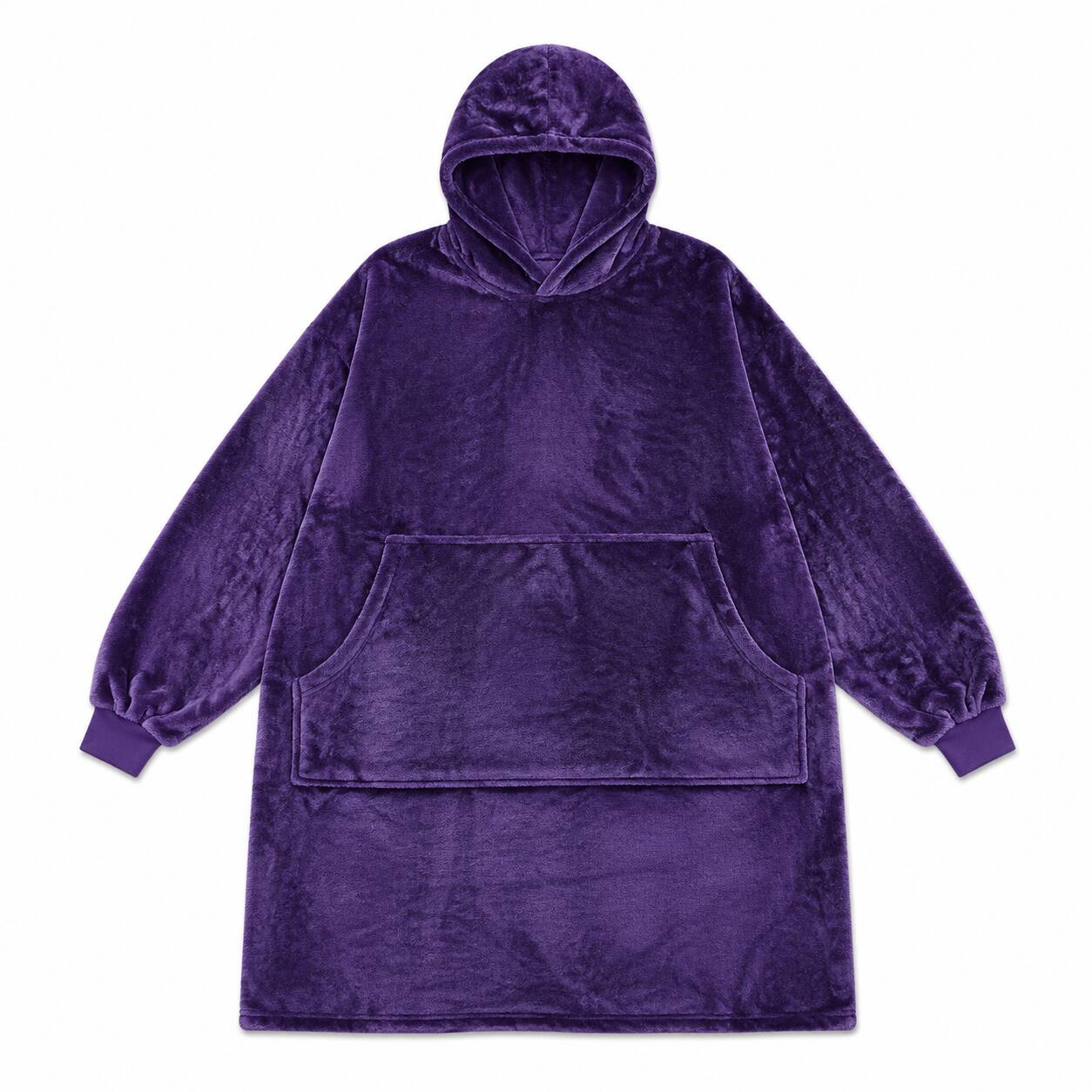 Front. Oumilen - Oversized Wearable Hoodie Blanket, 55.1 Inch XL Super Soft Flannel Hooded Blanket Sweatshirt with Pocket, Purple - Purple.